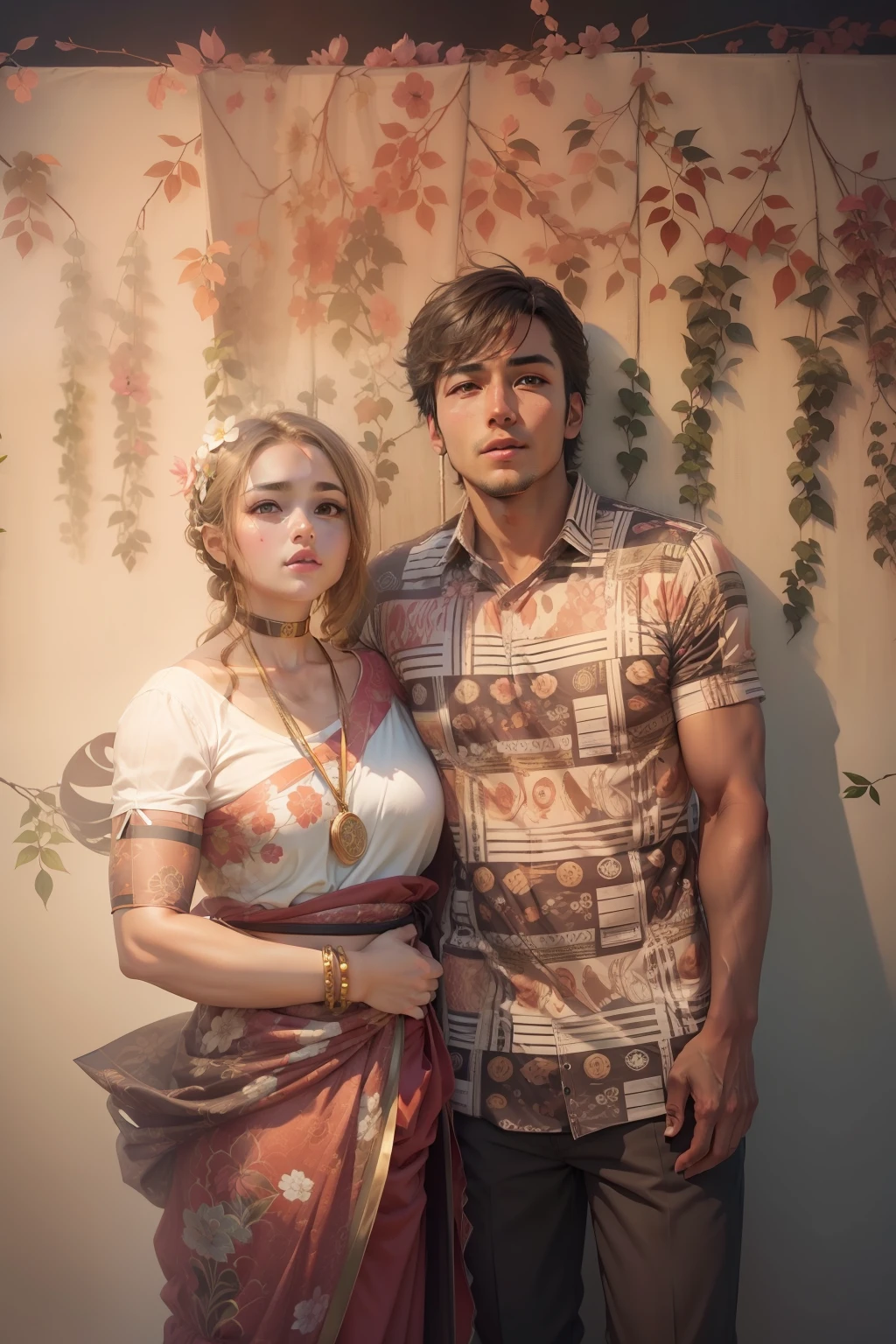 Make this photo anime, handsome boy and cute girl, realistic