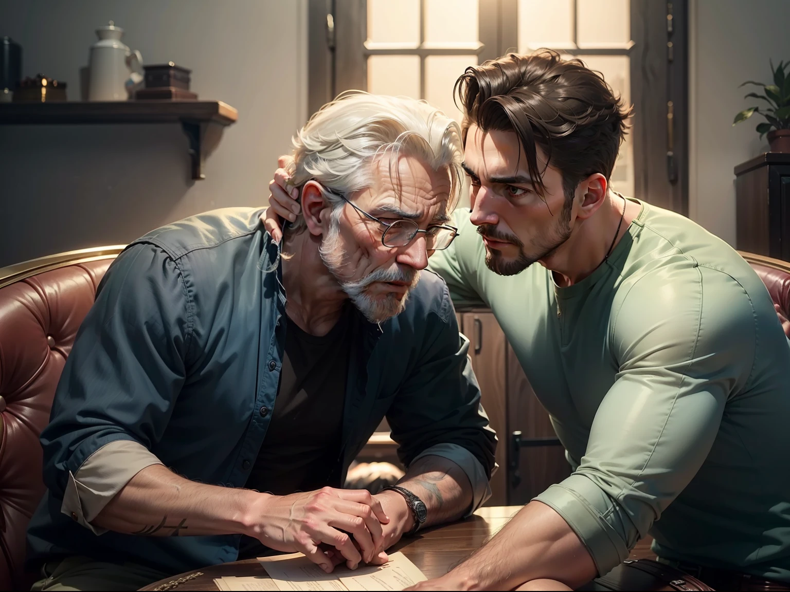 The father explaining to the older brother the importance of forgiveness and celebrating the prodigal son's return.