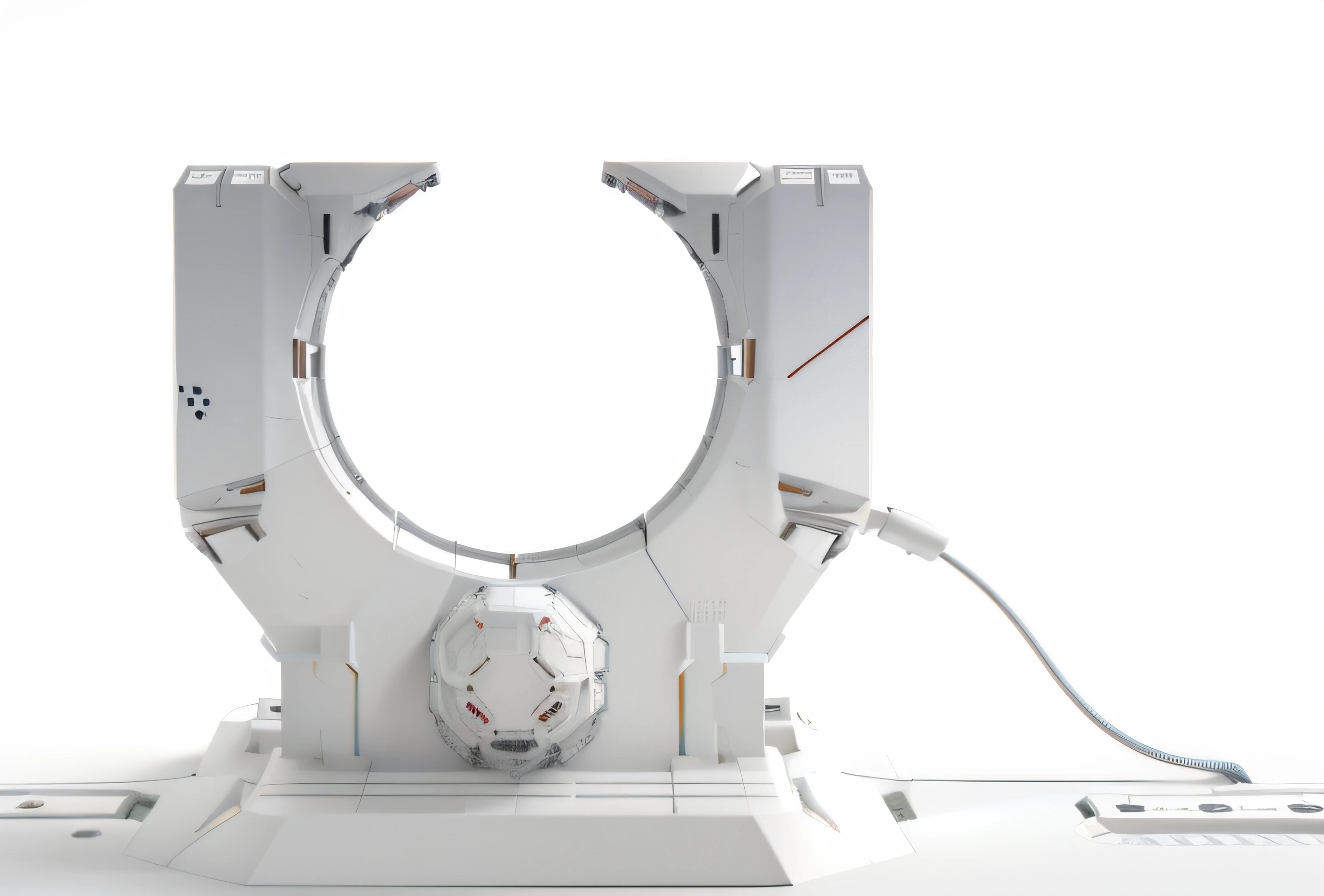 There's a computer that's sitting at a desk, Ambient occlusion rendering, White mechanical details, An ambient occlusion render, ambient-occlusion, ambient-occlusion:3, Ultra ambient occlusion, maquinaria blanca, ambiente oclusion, strong ambient occlusion, Environmental reflective occlusion, Machine intricate in space, Clave alta detallada