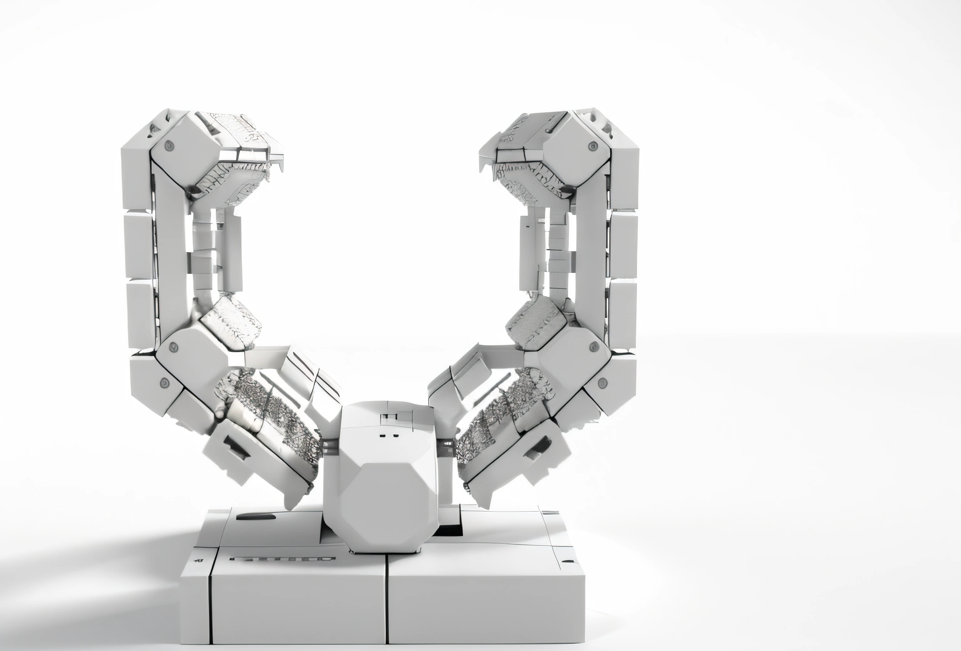 Maquina robotica, mecanica blanca, There's a computer that's sitting at a desk, Ambient occlusion rendering, White mechanical details, An ambient occlusion render, ambient-occlusion, ambient-occlusion:3, Ultra ambient occlusion, maquinaria blanca, ambiente oclusion, strong ambient occlusion, Environmental reflective occlusion, Machine intricate in space, Clave alta detallada