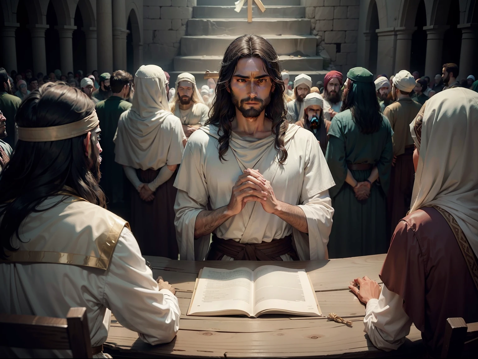 A scene of Jesus speaking about the importance of forgiveness and reconciliation.