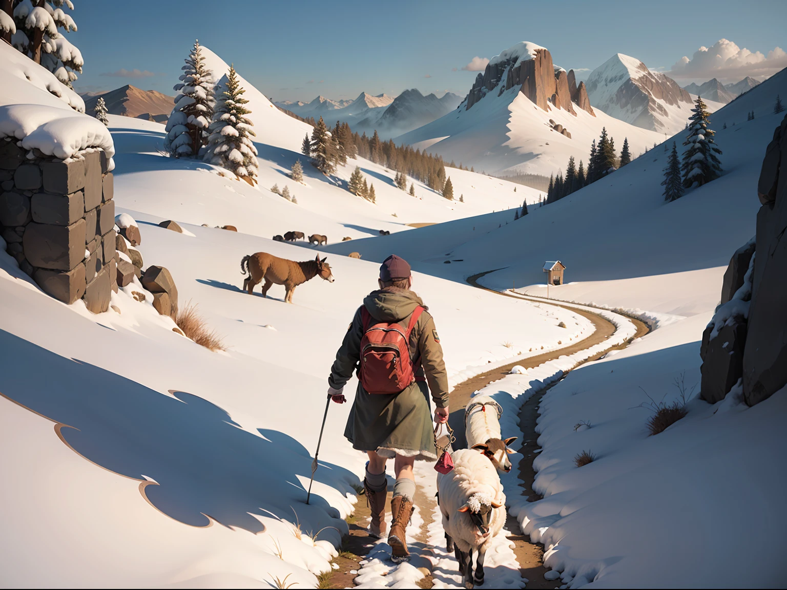 A visual representation of the shepherd's determination to find the lost sheep, regardless of the challenges.