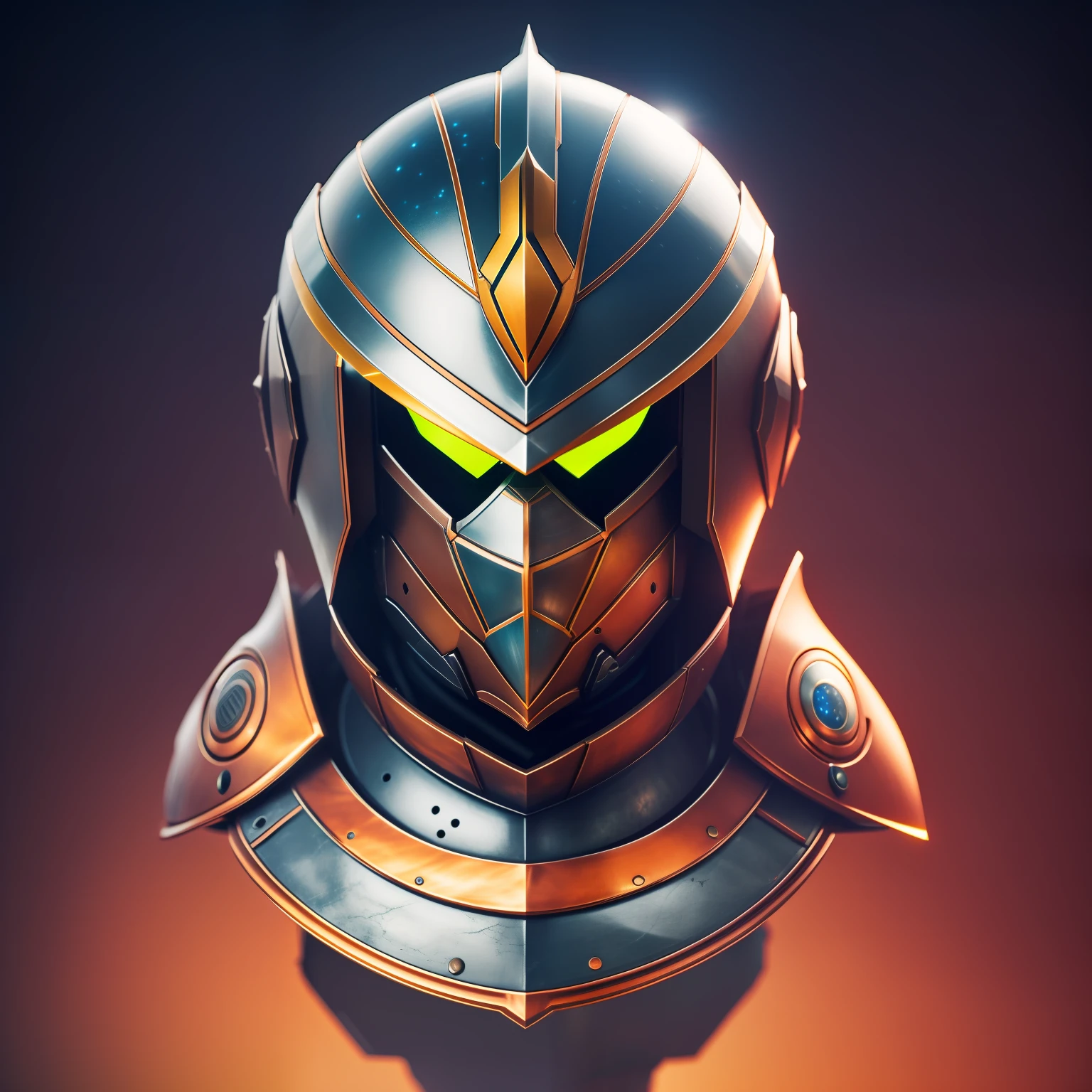 knight, Psi Warrior, Luminous helmet, looks at us, higly detailed, 真实感, 4K, 3D