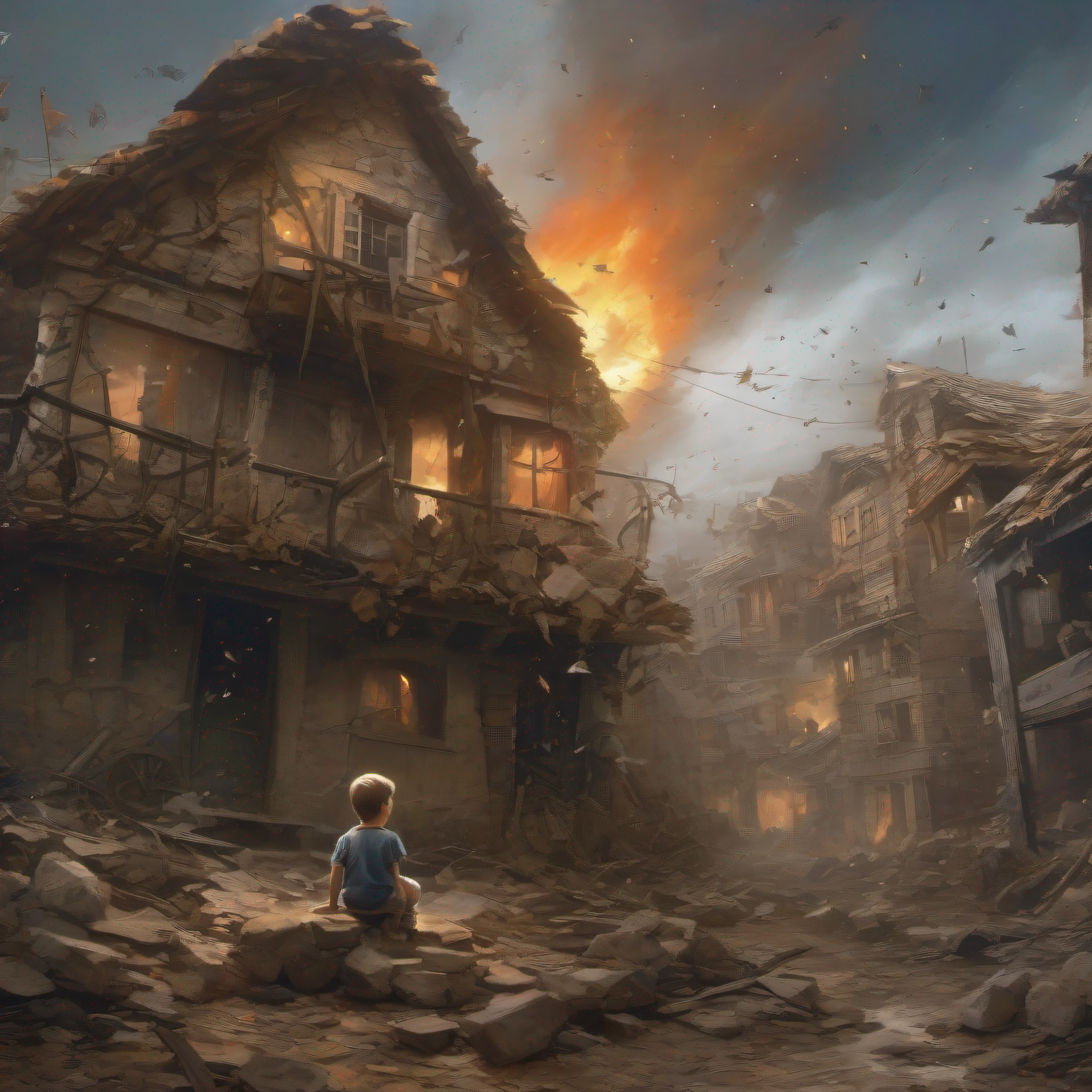in the middle of a war, (menino, loiro) ( tiros (Broken houses)