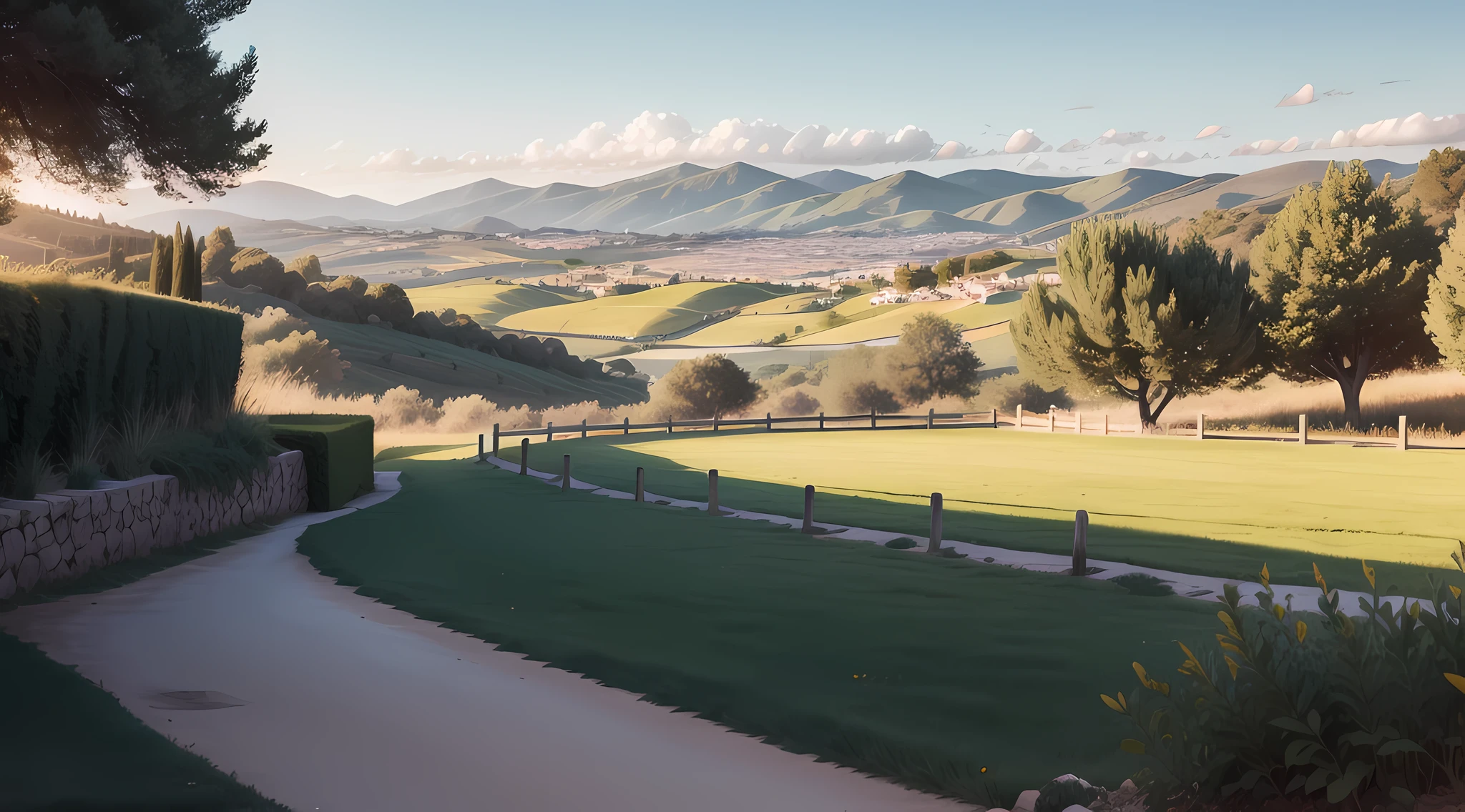 "Nature views, Classic Spanish countryside, eventide, high high quality, minute details".