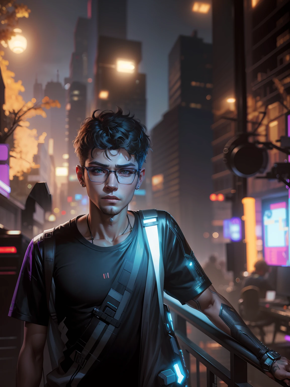 Change background cyberpunk handsome boy, realistic face, 8k, ultra realistic,