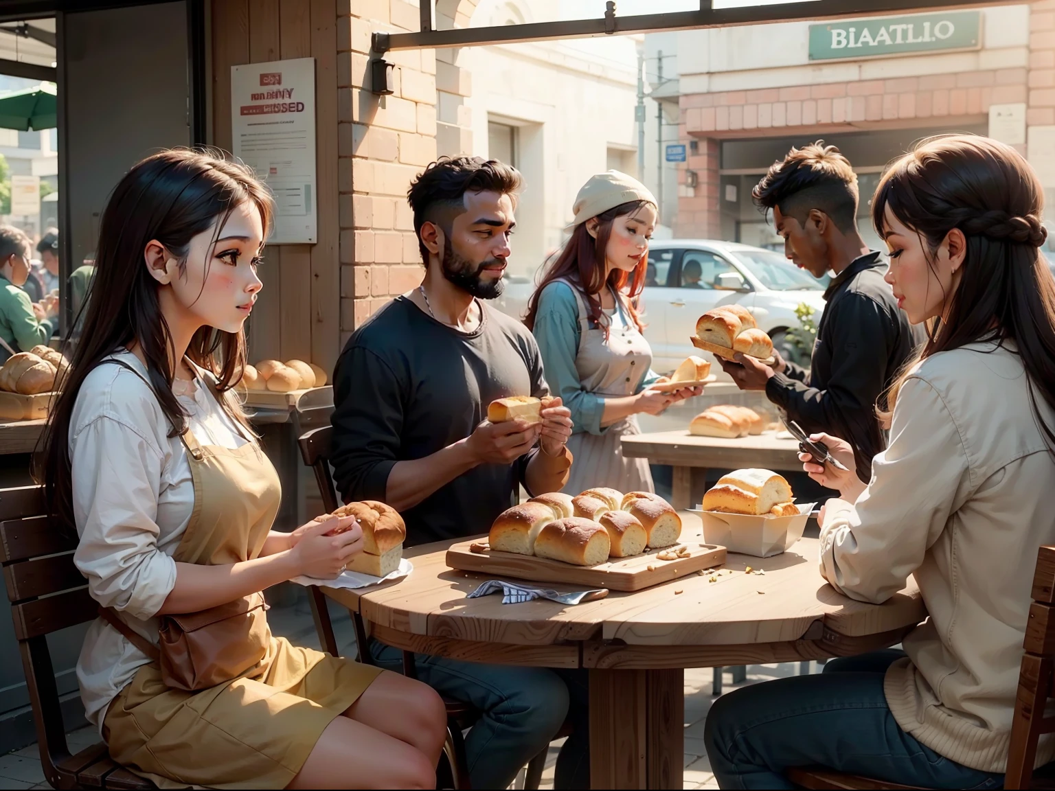 People enjoying freshly baked bread, connecting the parable's message to everyday life.