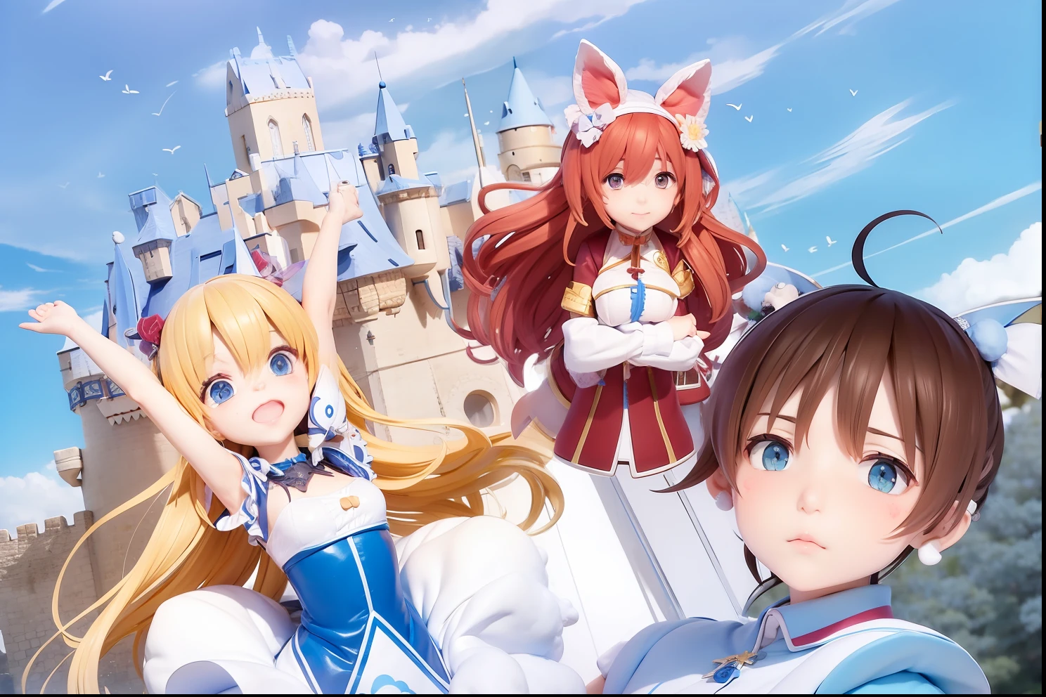 Castle, blue sky, cloud