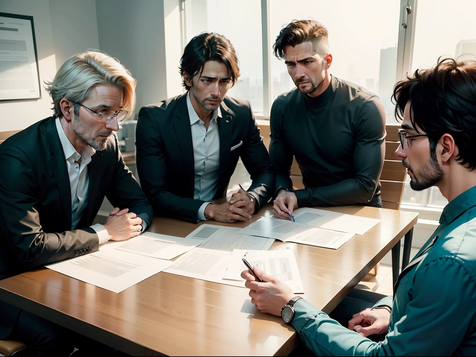 People discussing the manager's behavior and the lessons learned from the parable.