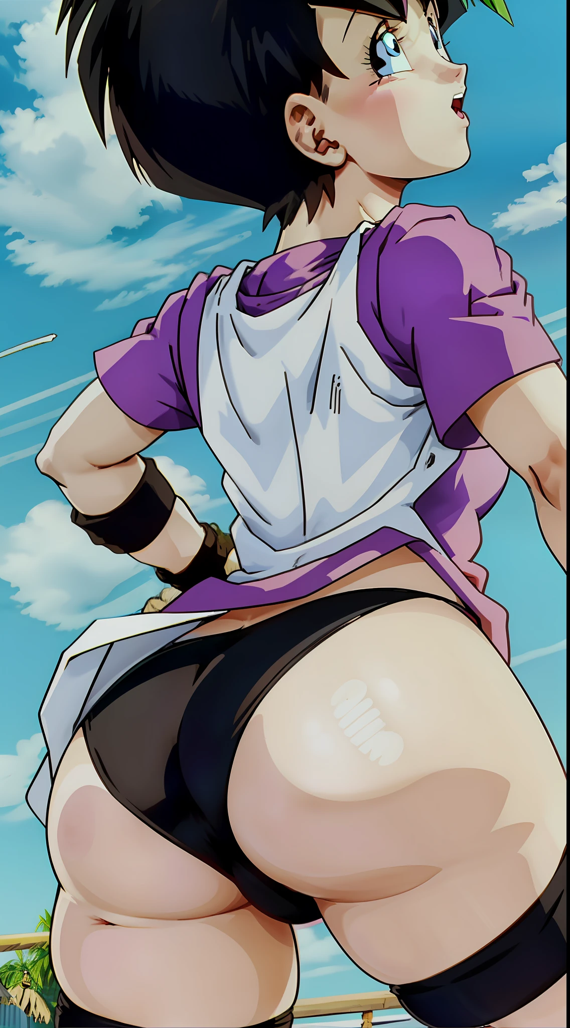Videl showing off her ass in a back position, bunda detalhada, bunda volumosa,focar na bunda, sapatos detalhados, corpo detalhado,focar nas costas, rosto detalhado, roupa detalhada,Full HD