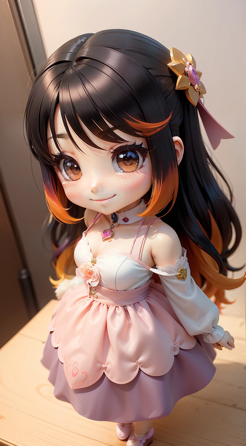 a beauty girl、Soio、super precision、accuracy、nendoroid、Chibi、Multicolored hair color、kawaii、Fantasia、poseing、A smile