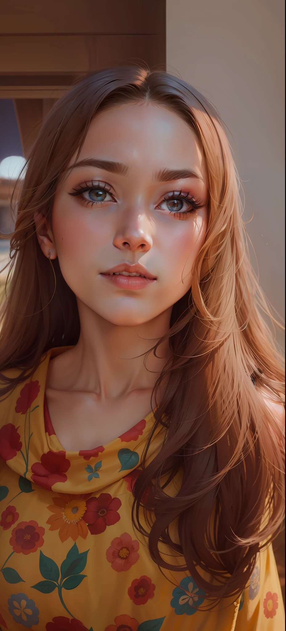 Create a beautiful portrait exactly like the face of the person in the picture by keeping all the details of the face