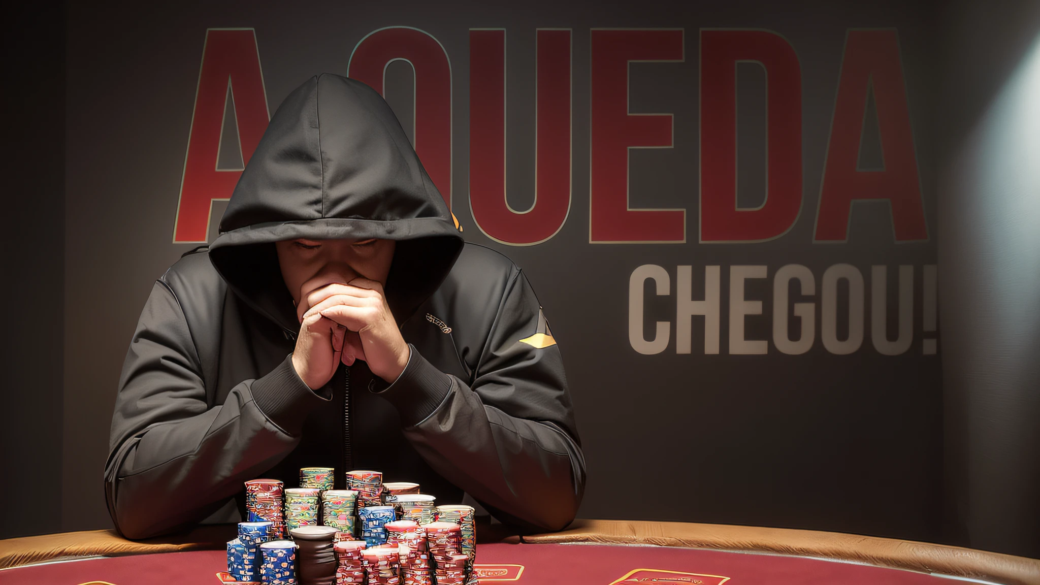 Hooded man sitting at a table with stoker chips, poker, Cara de blefe, jogar Stoker, encapuzado, WSOP, Foto de capa, Coberto!, Alexandre Chaudret, Esmagado, greed, Coberto, reportage photo, Cassius, atrapalhado, world series of poker, Jogo, Coberto!!, hotei is on the table, Liquefeito