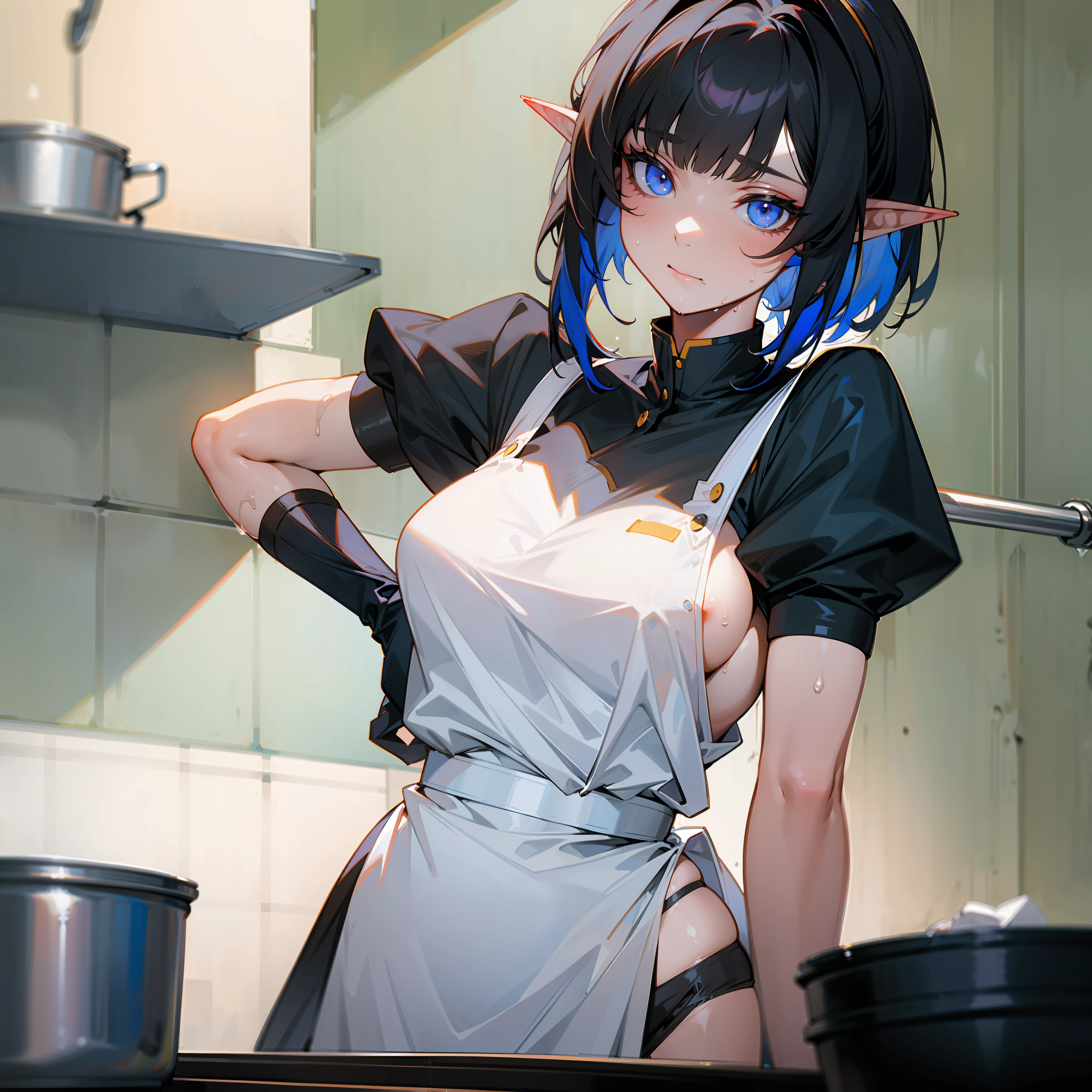Eunectes, tetas grandes, Maid uniform, , kitchen, Wet, the perfect body, , wet clothing, cooking