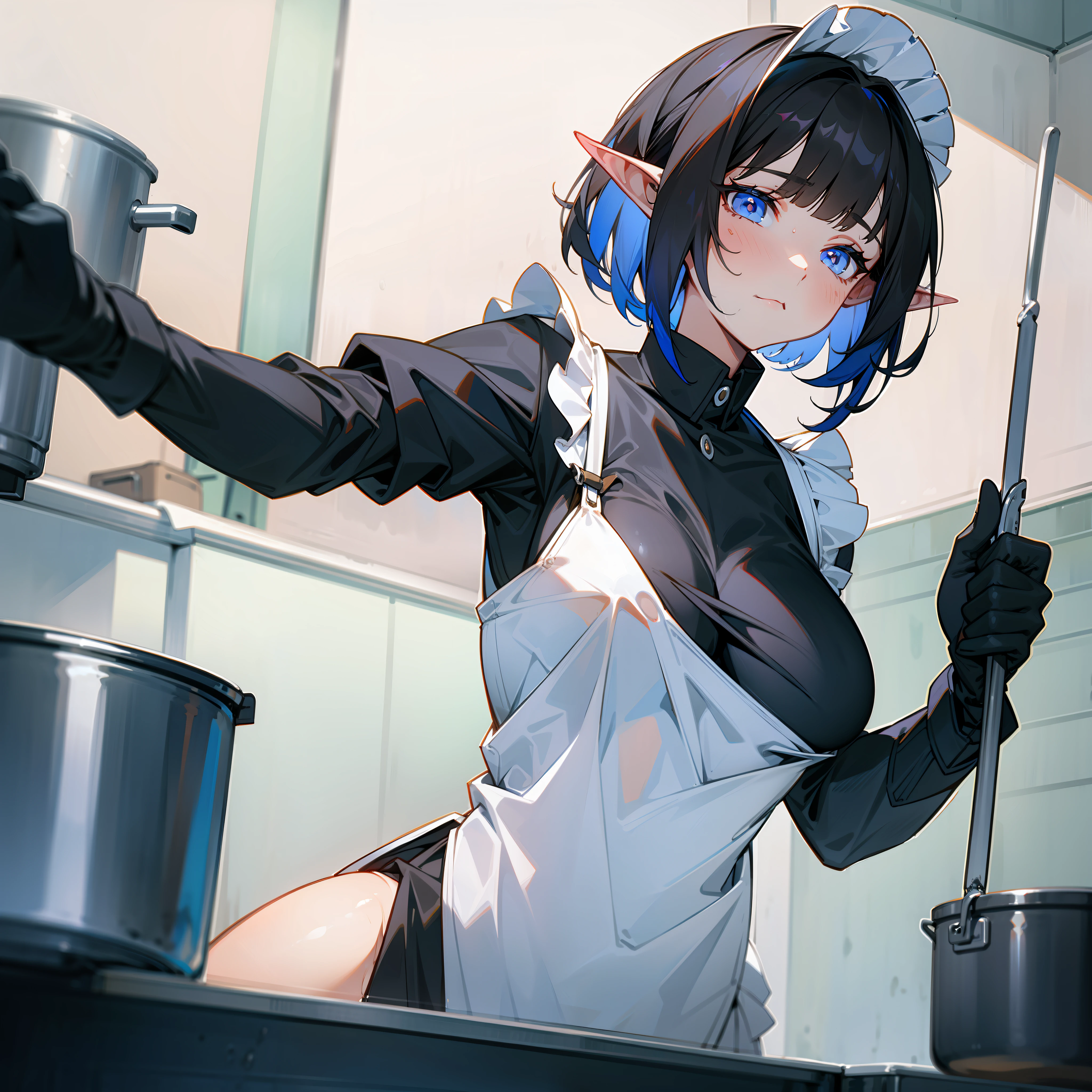 Eunectes, tetas grandes, Maid uniform, , kitchen, Wet, the perfect body, , wet clothing, cooking