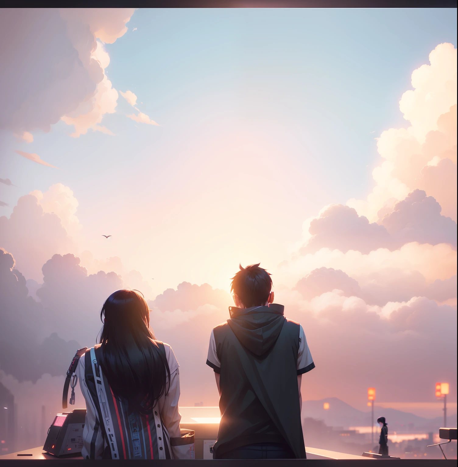 (best quality:1.2), a couple of people standing in front of a vending machine, cyberpunk art by Yuumei, trending on pixiv, fantastic realism, guweiz and makoto shinkai, tokyo , sakimichan and makoto shinkai, ross tran and makoto shinkai, artwork in the style of guweiz, nostalgic melancholic artwork