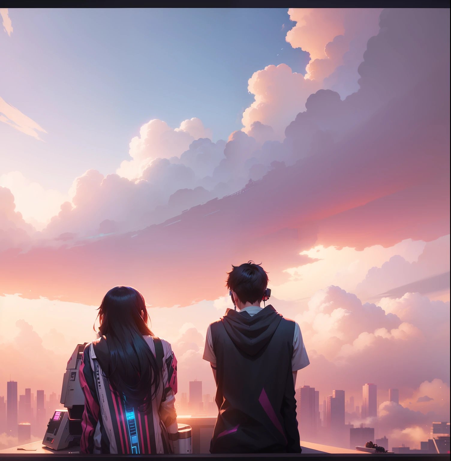 (best quality:1.2), a couple of people standing in front of a vending machine, cyberpunk art by Yuumei, trending on pixiv, fantastic realism, guweiz and makoto shinkai, tokyo , sakimichan and makoto shinkai, ross tran and makoto shinkai, artwork in the style of guweiz, nostalgic melancholic artwork