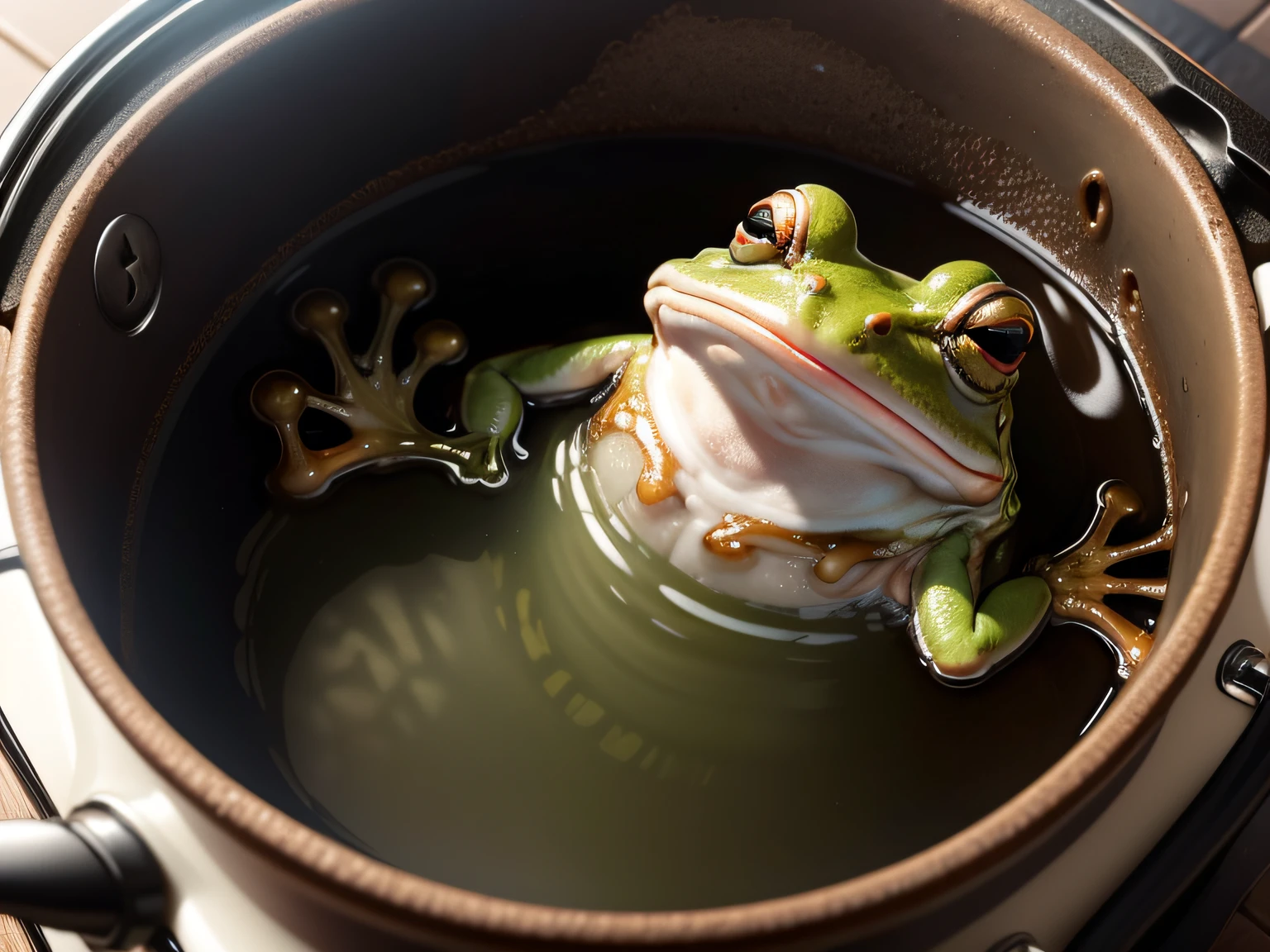 a dead frog in a pot of boiling water