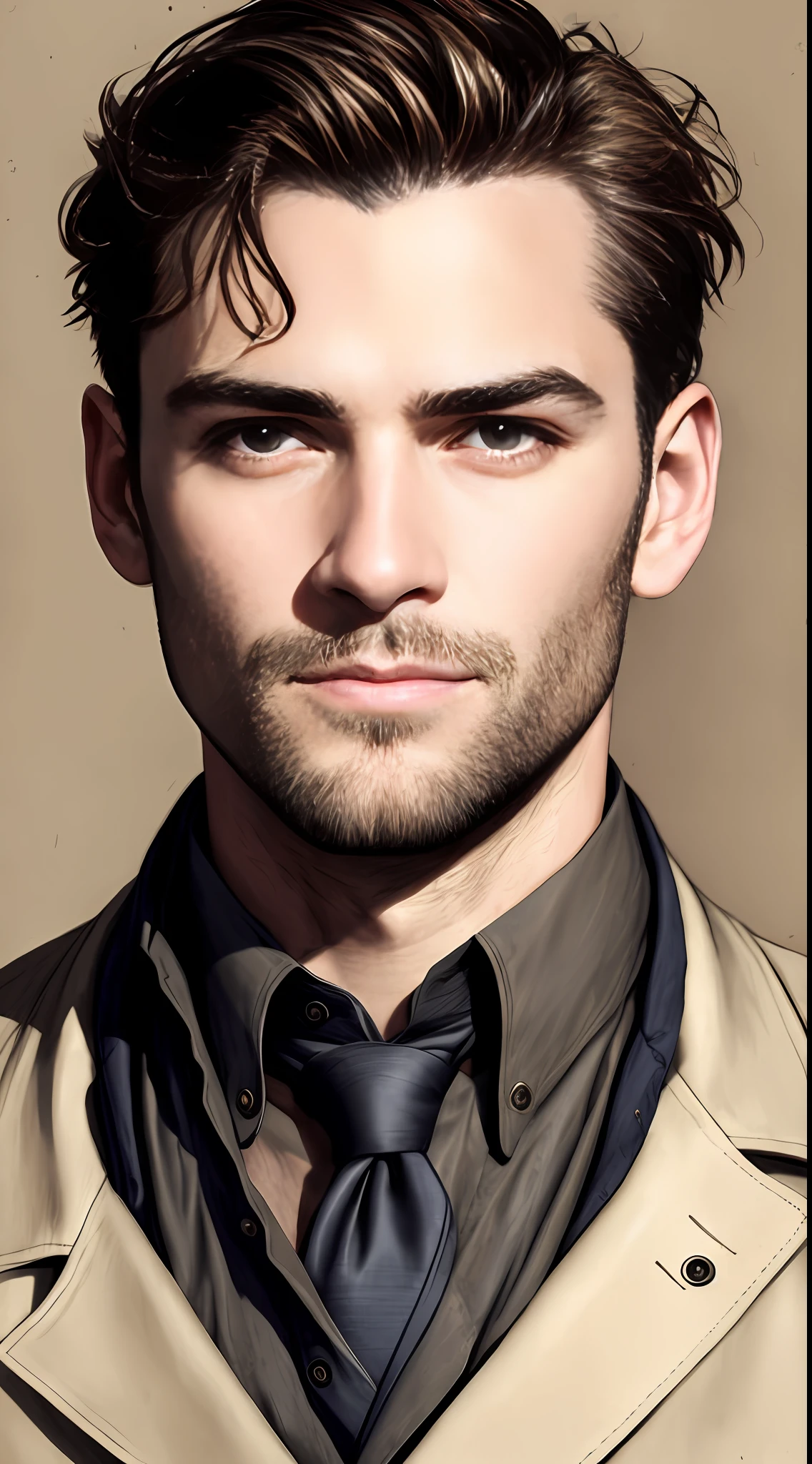 modelshoot style Charlie Bowater Lithograph realistic sketch portrait d&#39;un homme, fleurs, [engrenages], tuyaux, dieselpunk, rubans multicolores, texture de papier ancien, highly detailed, Face face camera