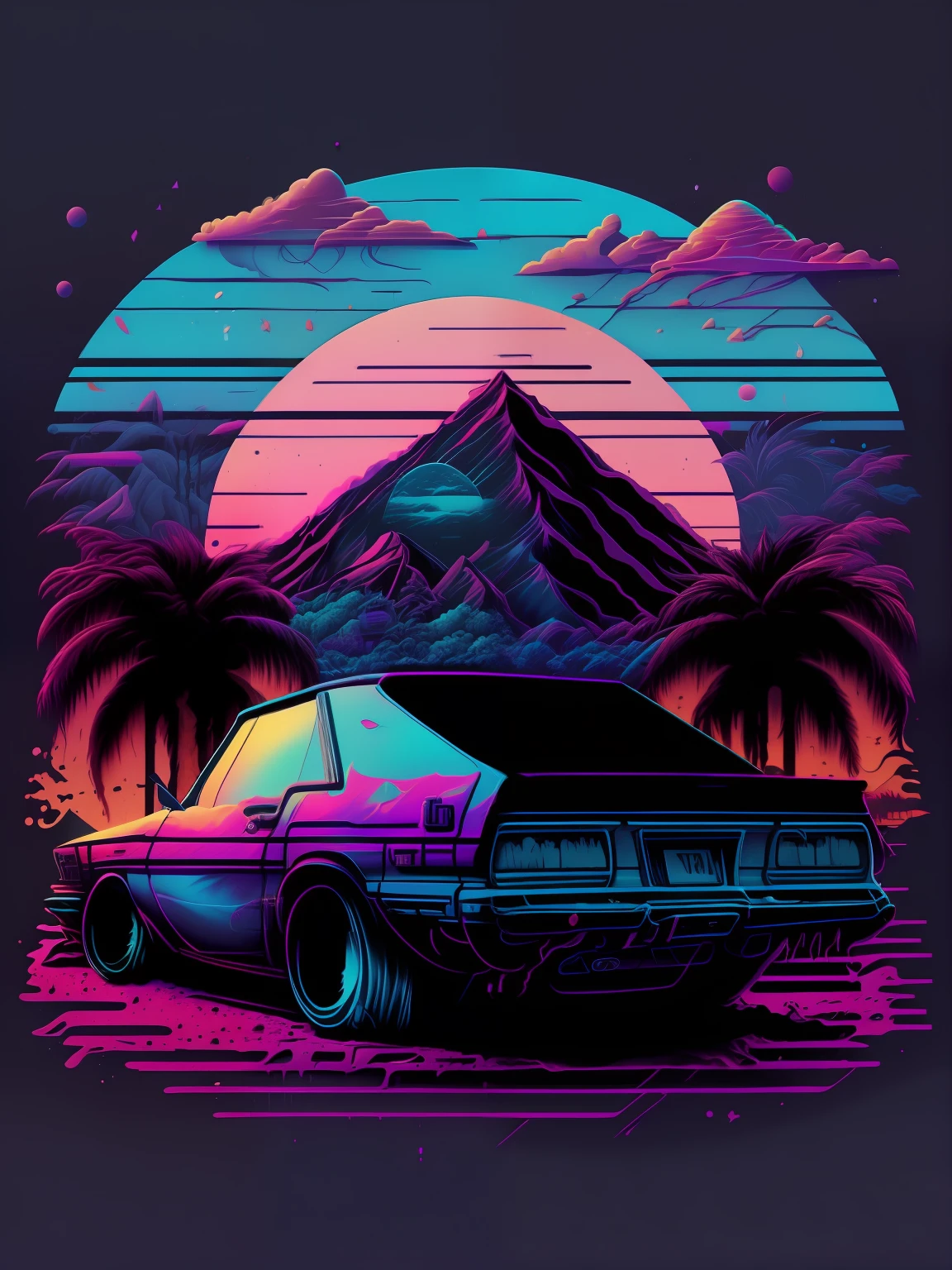 tshirt design, vaporwave style, aesthetic, chill, sad, lofi style, ultra detailed, background, landscape, highly detailed, 8k, hd