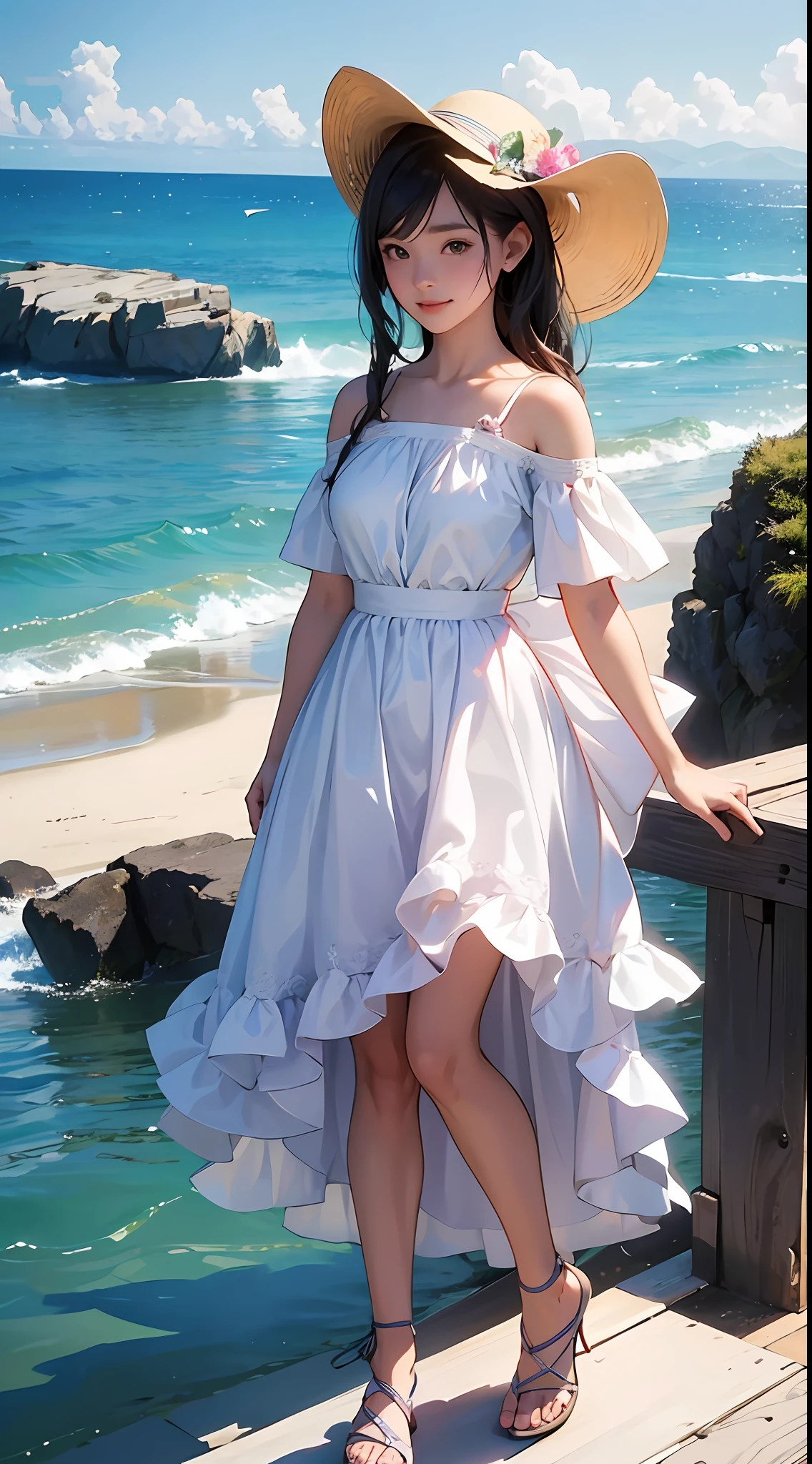 top-quality、超A high resolution、(Photorealsitic:1.4)、Summer Sea、One girl、maikurobikini、(ulzzang-6500:1.0)、(style-keta:0.8)