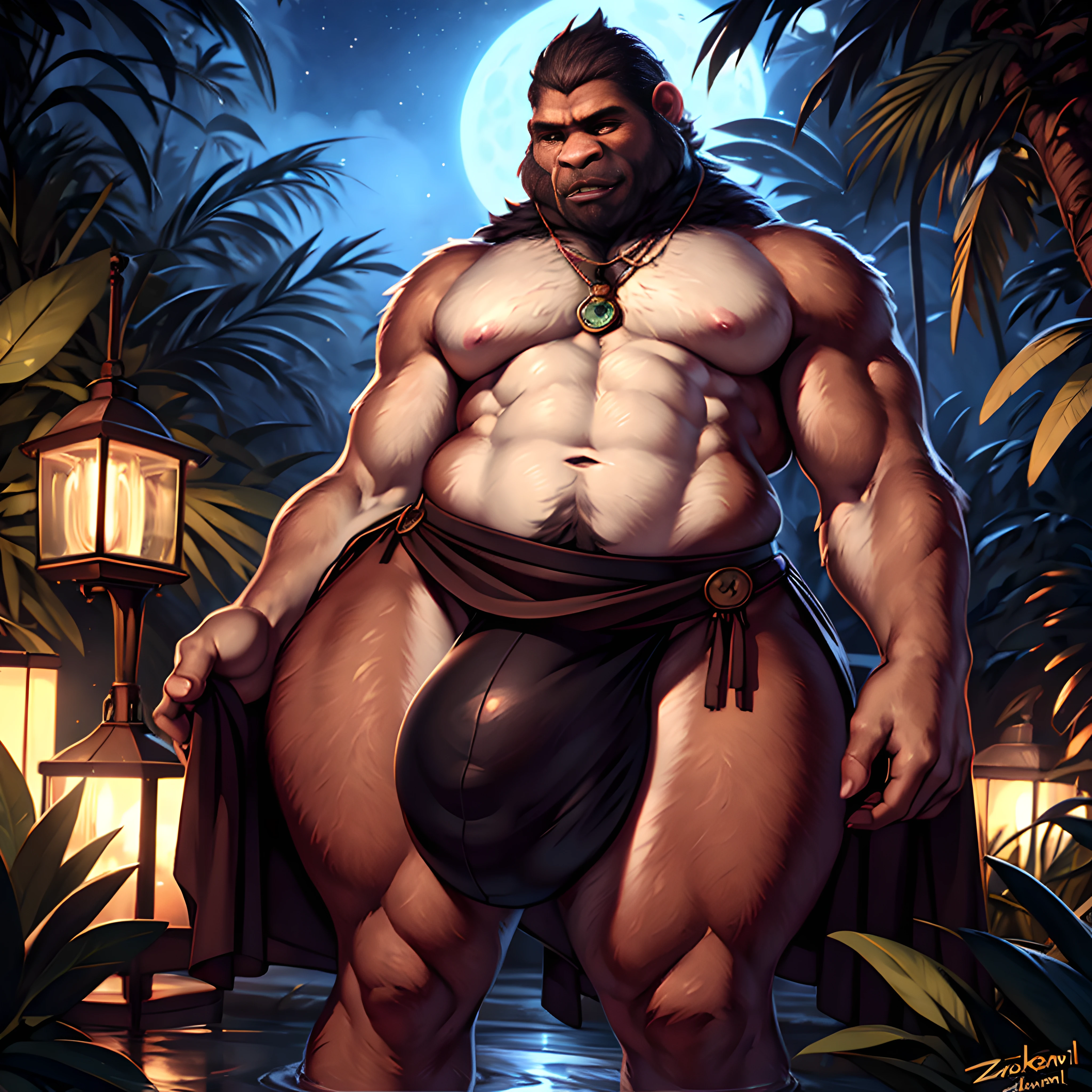 (by zackary911, by nextel, by personalami, by honovy), solo focus, 1boy, male, gorilla, large muscular body, (((((big hips, huge bulge))))), ((loincloth)), clothed sex, stealth sex, night, jungle, ((oblivious)), lust, masterpiece, best quality, photorealistic, hyperrealistic, ultradetailed, detailed background, photo background, digital drawing (artwork), fucked silly, anal, bedroom eyes, breeding request, gangbang