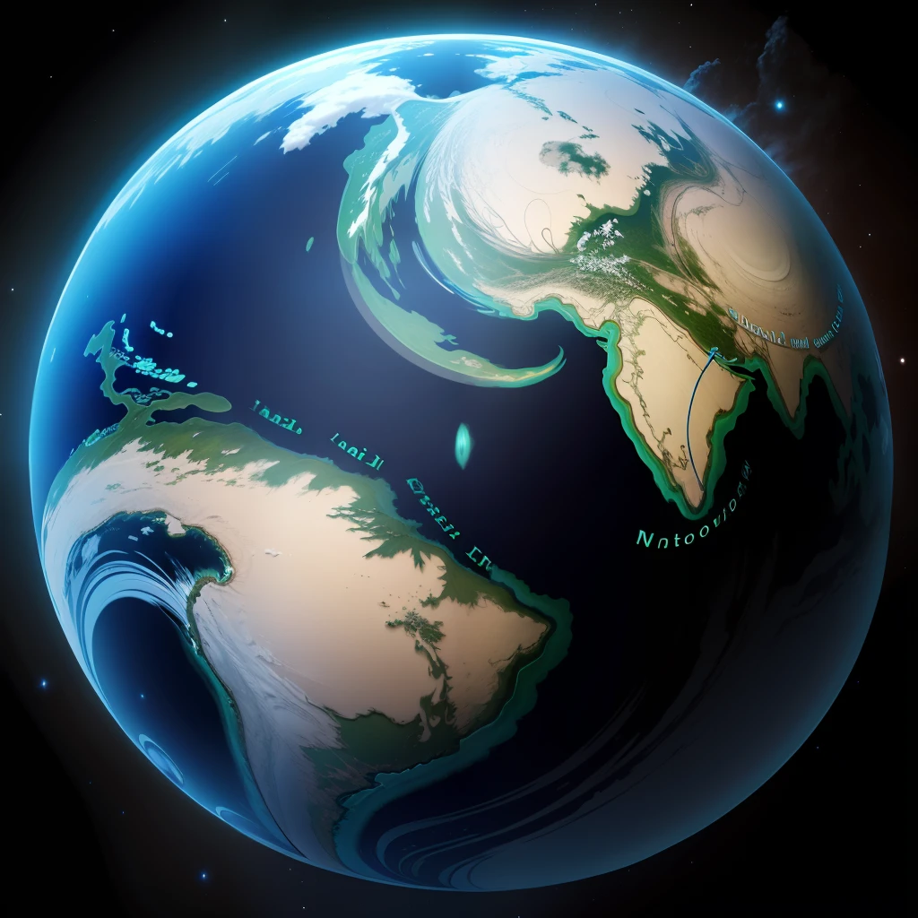 Create a fictional world map of another planet