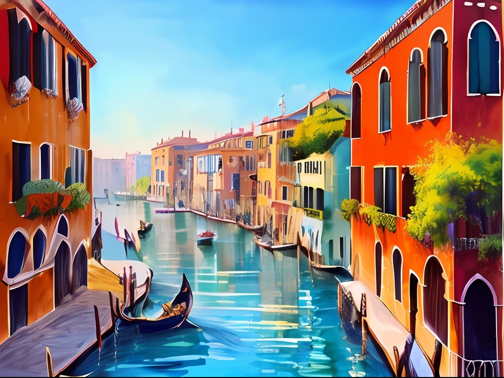 Watercolor painting, Venice, spring time, morning, mist, shade, in the style of Prafull Sawant.