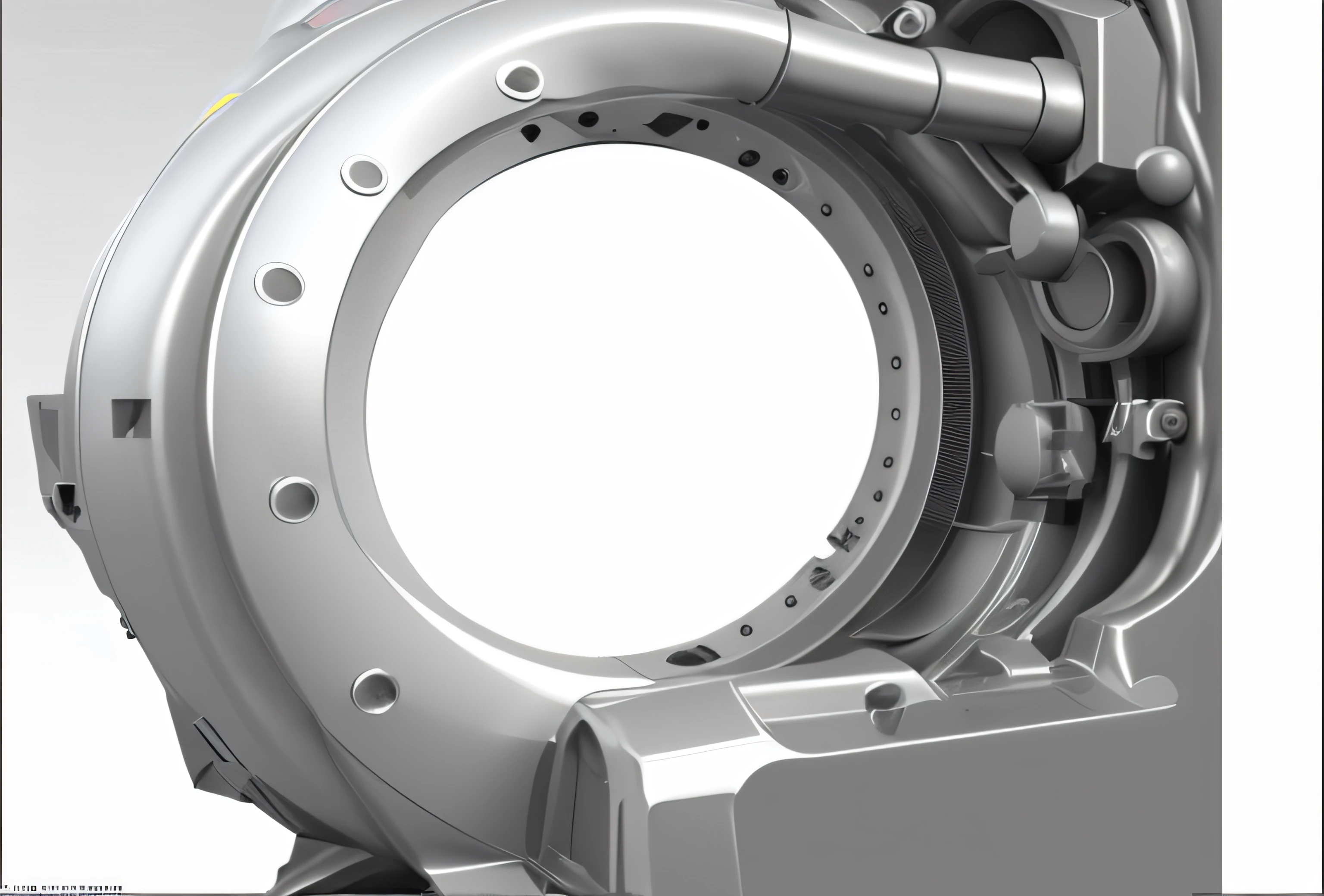 There is a large metal object with a hole, Ambient occlusion rendering, An ambient occlusion render, ambient-occlusion:3, White mechanical details, Realistic shaded robotic parts, strong ambient occlusion, ambient-occlusion, Ultra ambient occlusion, Altamente detallado. Renderizado de octanaje, Renderizado del motor Octane, re engine render