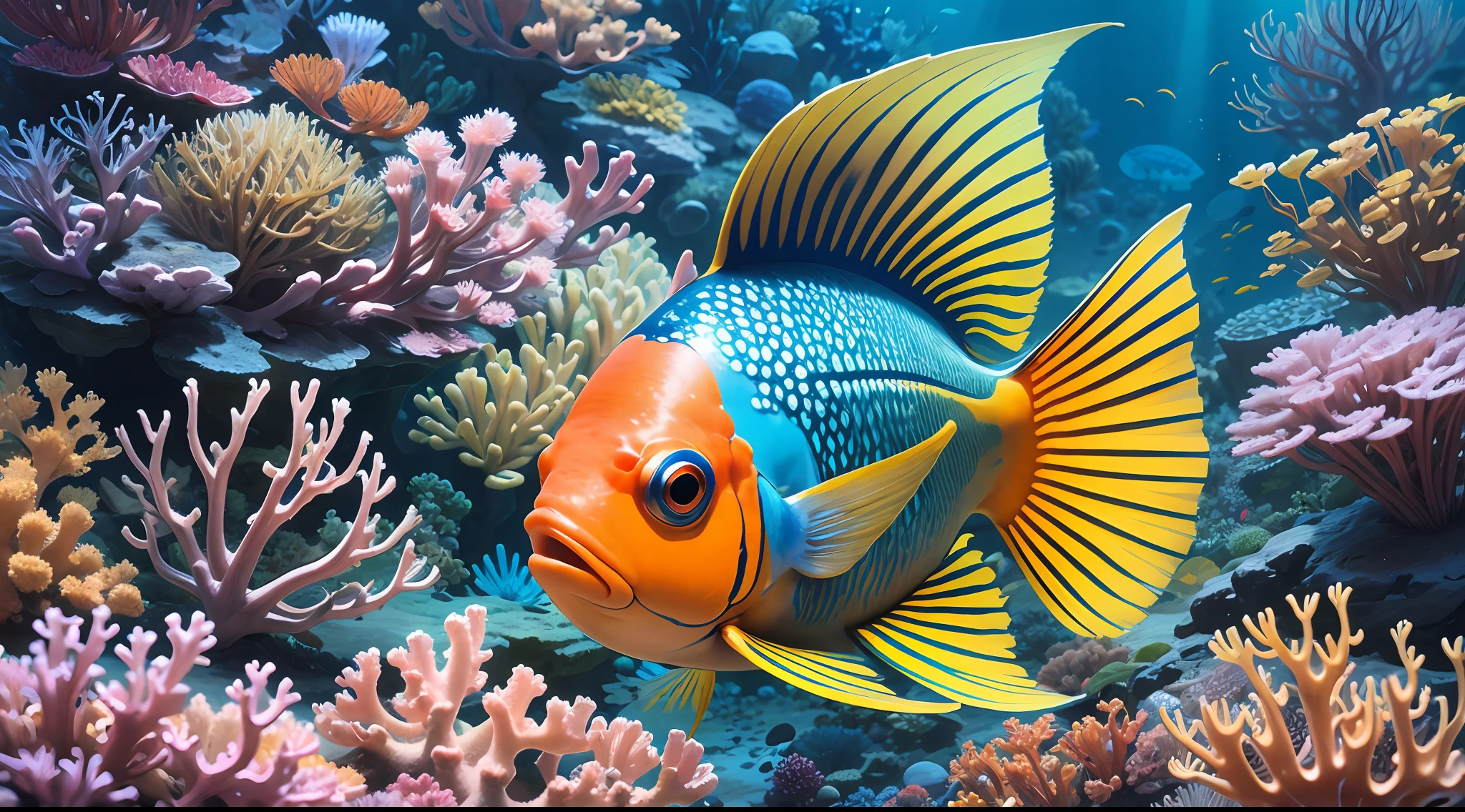 The world's most beautiful angelfish in a colorful coral garden