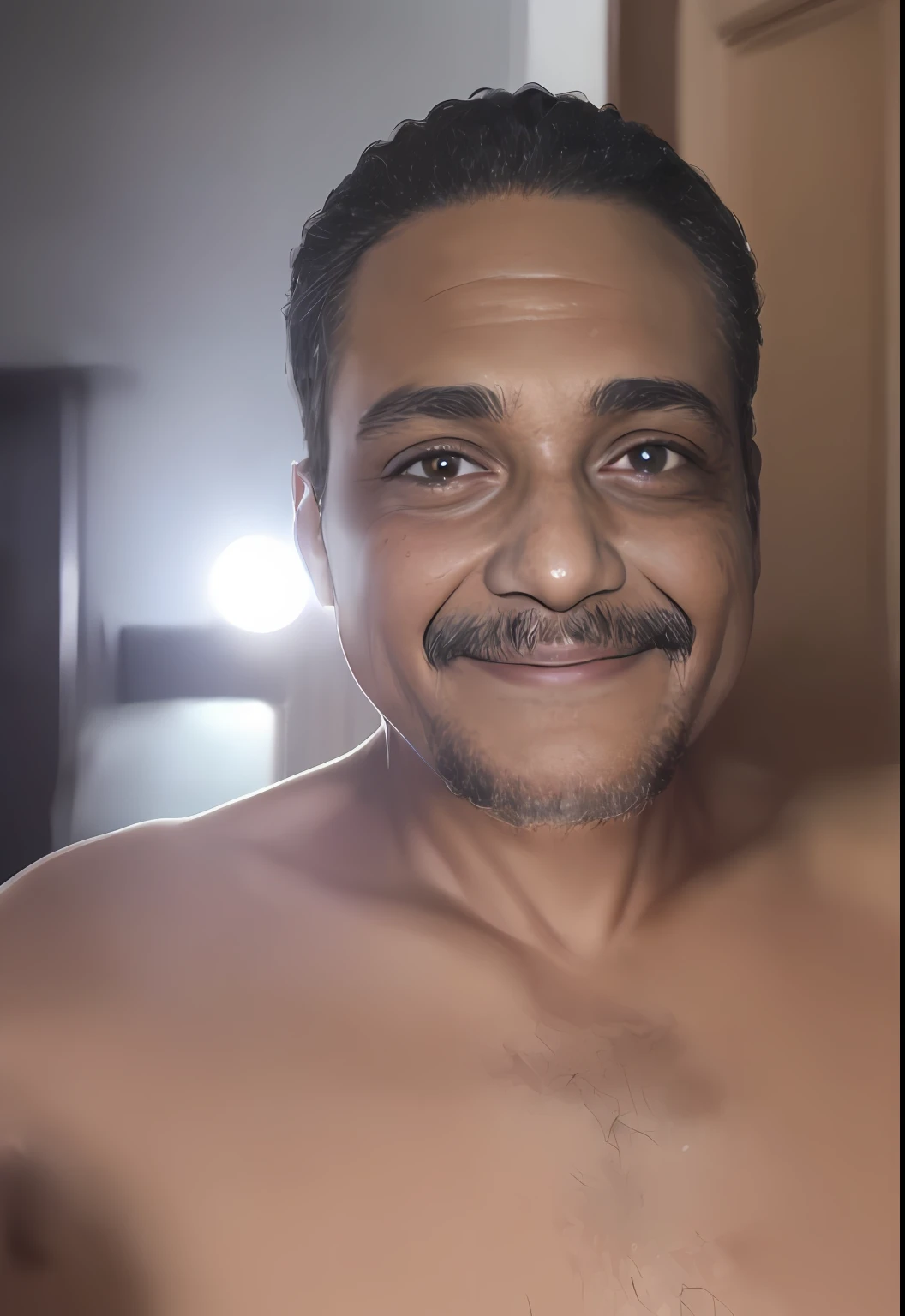 (((homem negro:1.2, 44 anos:1.1, sorrindo:1.1), fotografia:1.1), soft-lighting, detalhes suaves, octana, Artstation Trend, ultra alto detalhe, ultra realista, cinemactic, 16k)