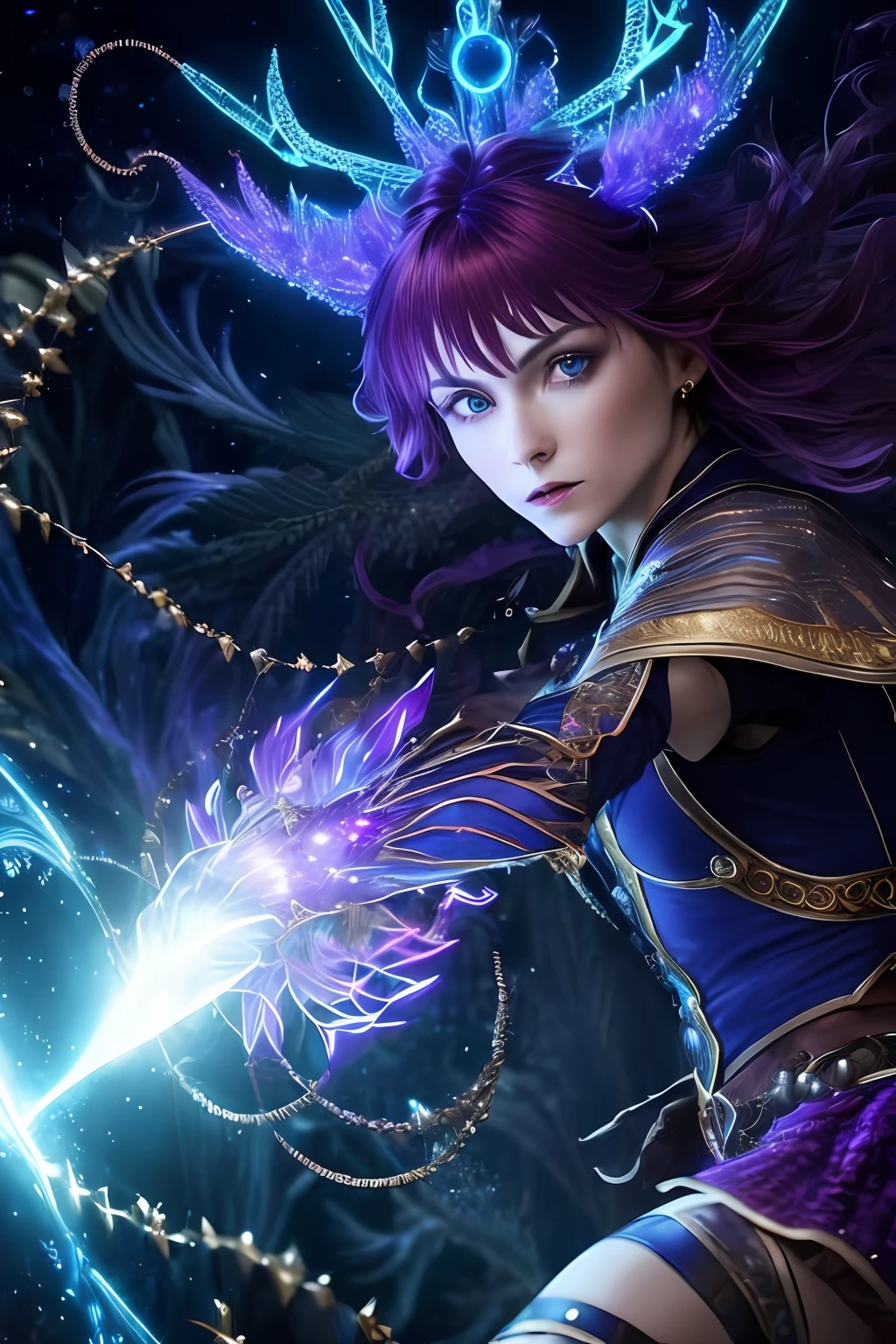 (fond d'Highly detailed 8K display), une photo moyenne d'A fearful necromancer, complexe, Very detailed, dramatique