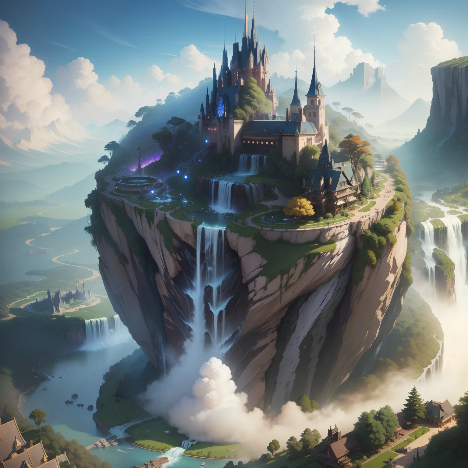 cyberpunked、epcot、top-quality、masterpiece、超A high resolution、SF、huge waterfall、dream、