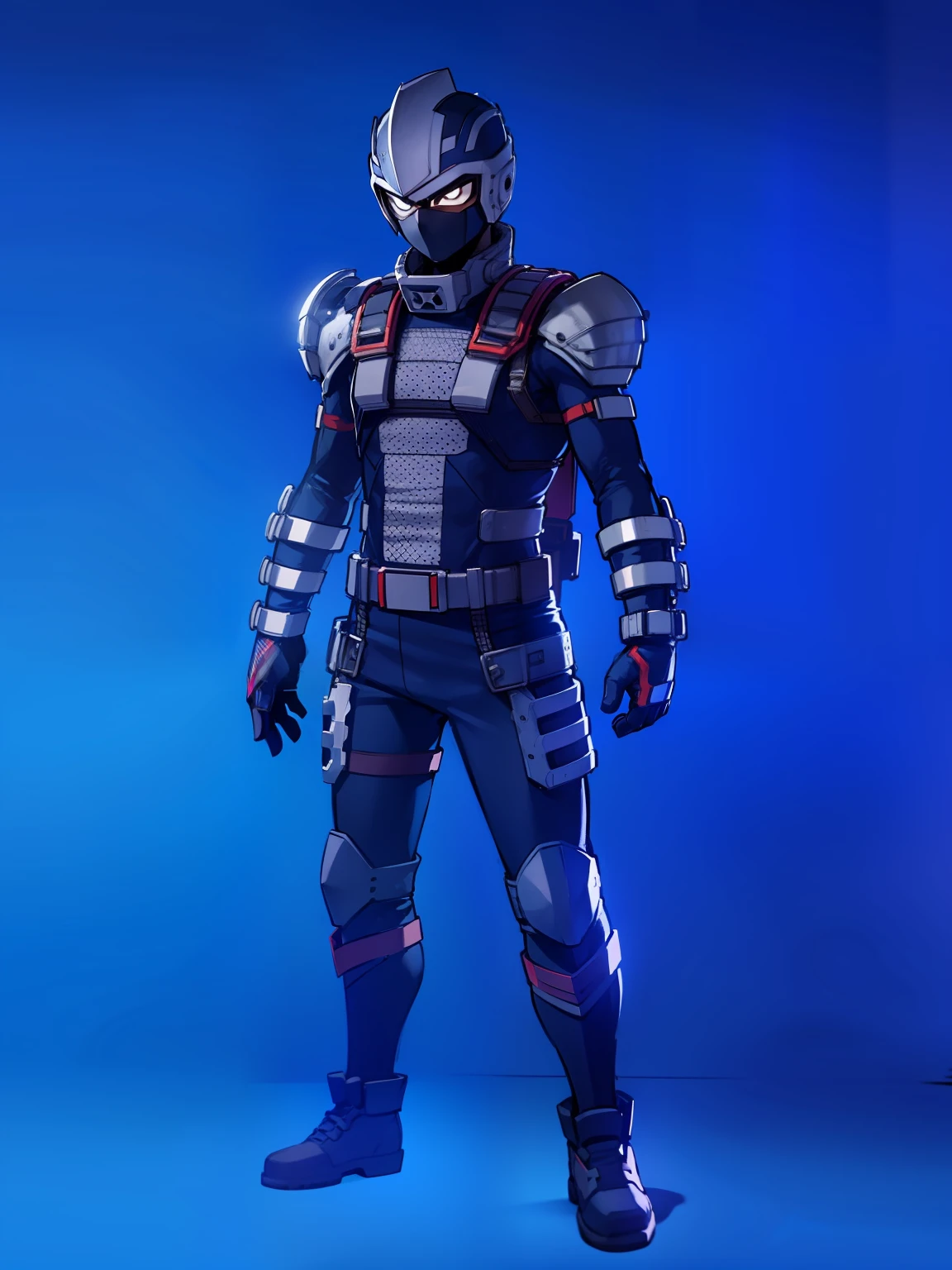 My Hero Academia style, anime boy, male, young male, hero costume, full body suit, face covering, mask, head covering, helmet,