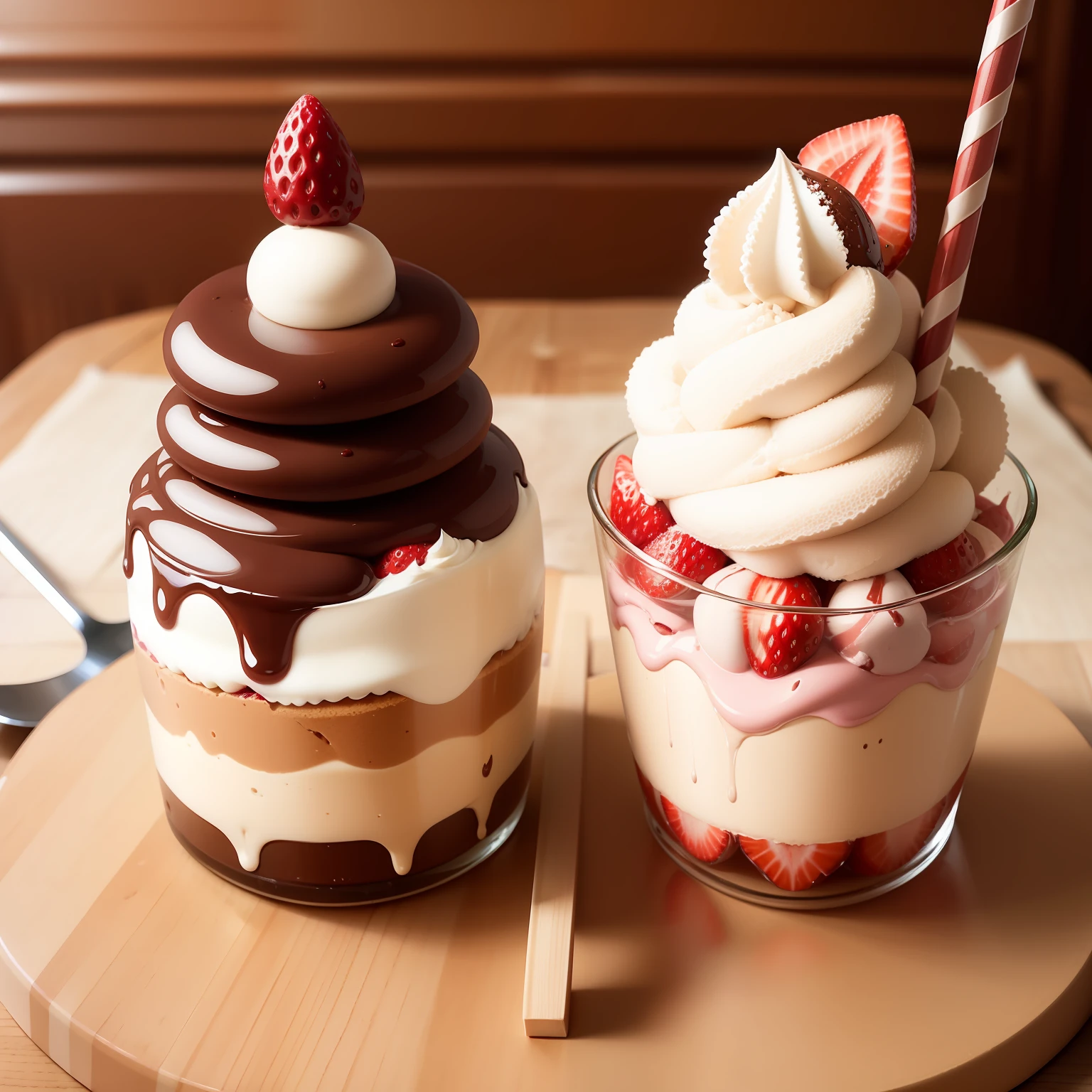 Giant parfait strawberry chocolate ice cream Pocky Heavy cream top-quality masterpiece 超A high resolution It looks delicious