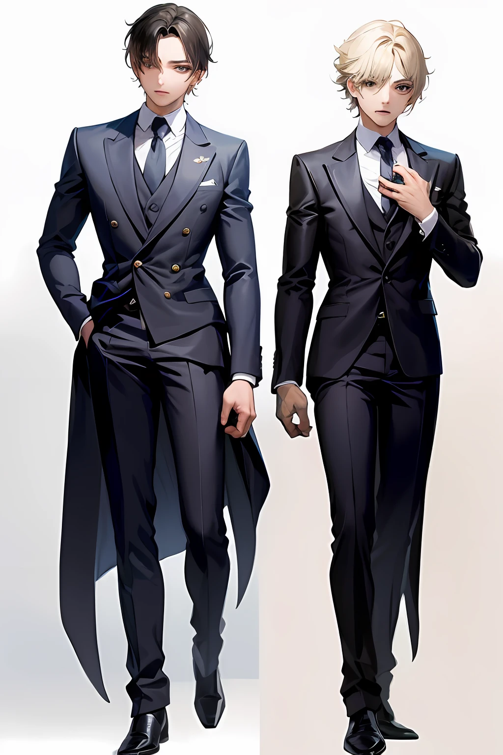 There is a picture of a man in a suit and tie, arte conceitual detalhada de corpo inteiro, arte conceitual especializada de alto detalhe, usando roupas formais de fantasia, bela arte conceitual de corpo inteiro, terno elegante, traje formal, design de personagem masculino, trending on artstation pixiv, terno escuro, arte conceitual oficial, arte conceitual de corpo inteiro, vestindo terno! Caminhando, andando, estilo isometrico
