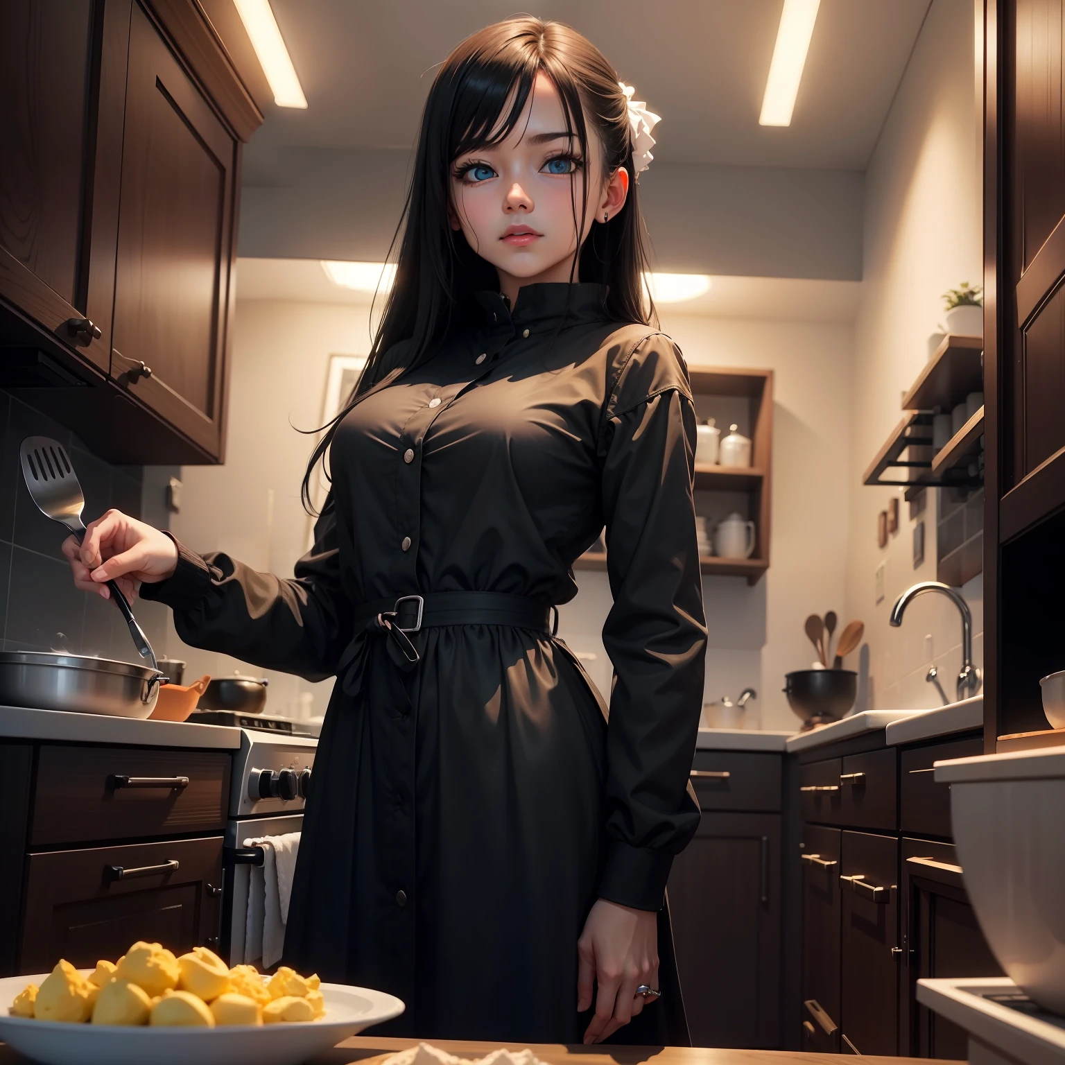 (tmasterpiece:1.2,best qualtiy),(Real pictures,intricately details),(the night,darkly,heavy rain poured:1.4)
Cookinginthekitchen,Scrambled eggs with tomatoes,pans,effort。At home,(1girll,jaqueta com capuz,is shy,perfect eyes:1.2)Stand in the living room