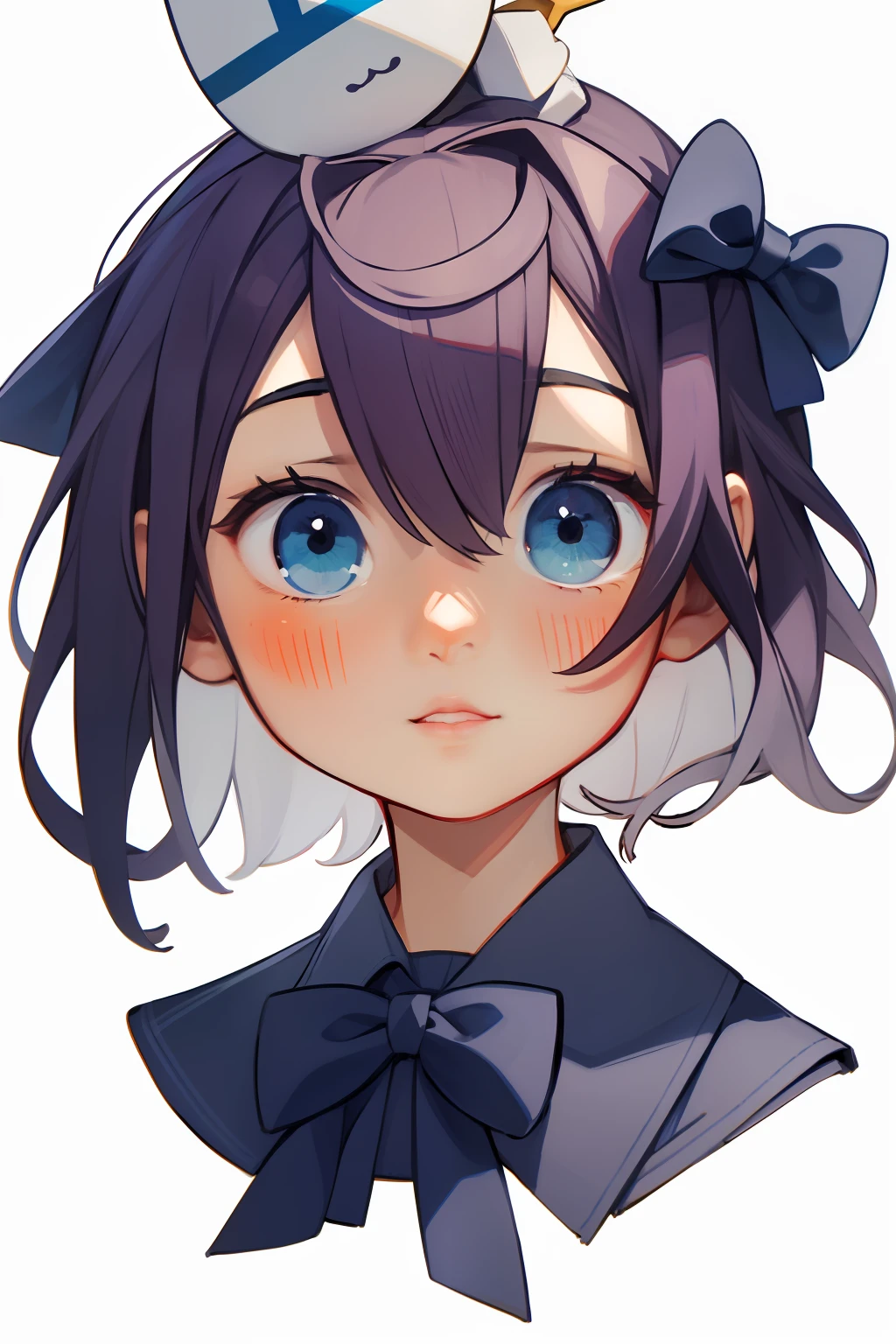 2d，head portrait，schoolgirls，dopamine，white backgrounid，Bow knot