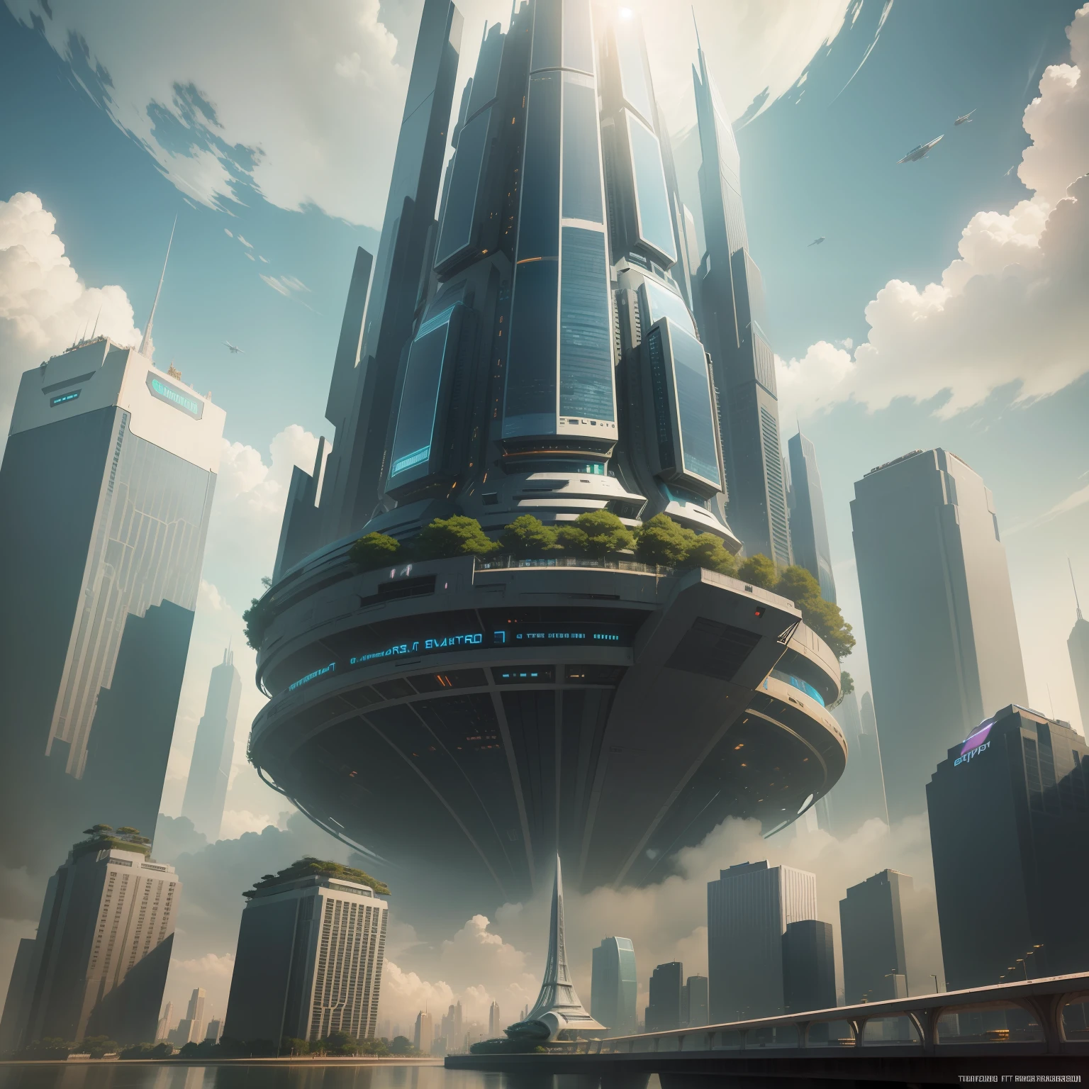 cyberpunked epcot dream big city skyscraper Megacities Hyperbuilding futuristic cities SF Top Quality masterpiece 超A high resolution