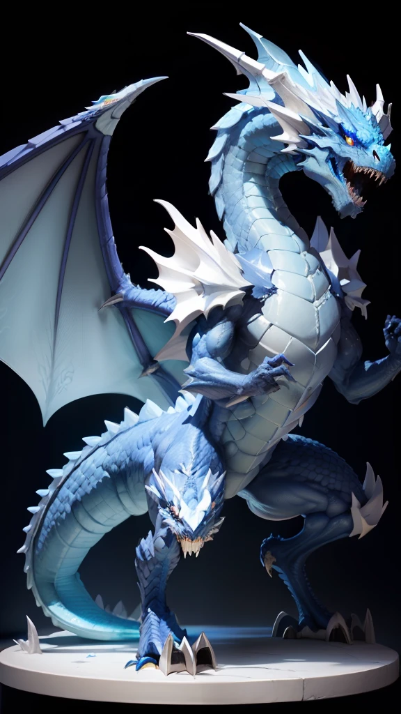 Blue bipedal bipedal ice dragon