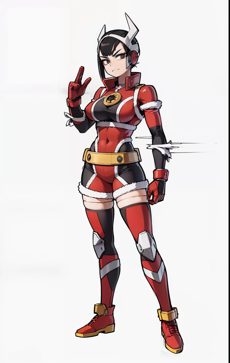 My Academic Style Hero, Chica anime, hembra, muslos anchos, caderas anchas, pecho grande, Hero Costume, Traje de cuerpo completo, Cubierta facial, WMASK, Cubrirse la cabeza, casco, casco con cuernos, cabello negro,