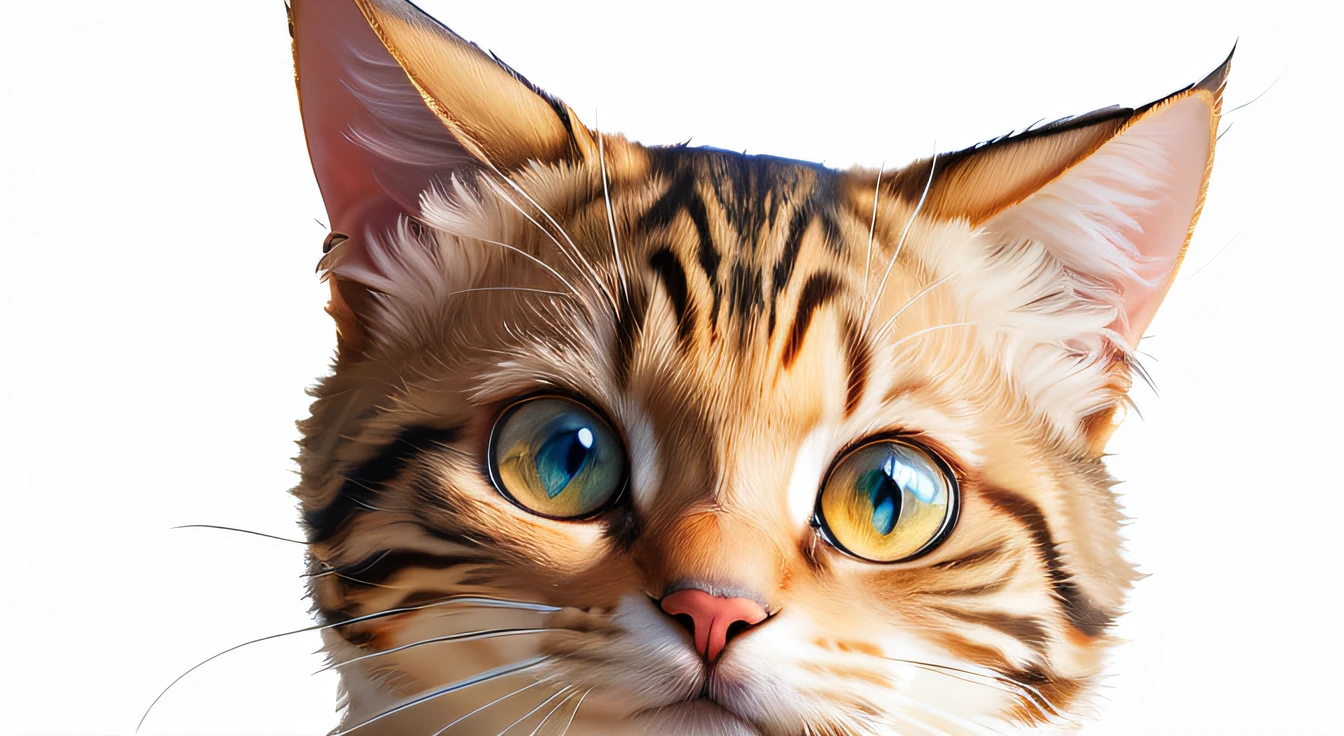 There is a cat with big blue eyes looking at the camera, Cat. Digital Painting, Digital painting highly detailed, High-definition digital art, Highly detailed digital painting, Ultra Detail. Digital Painting, hyperrealistic illustrations, hyperrealistic illustrations, hyperrealistic illustrations, Adorable Digital Painting, Ultra-detailed digital painting, very detailed digital art, highly-detailed digital painting, Detailed digital painting