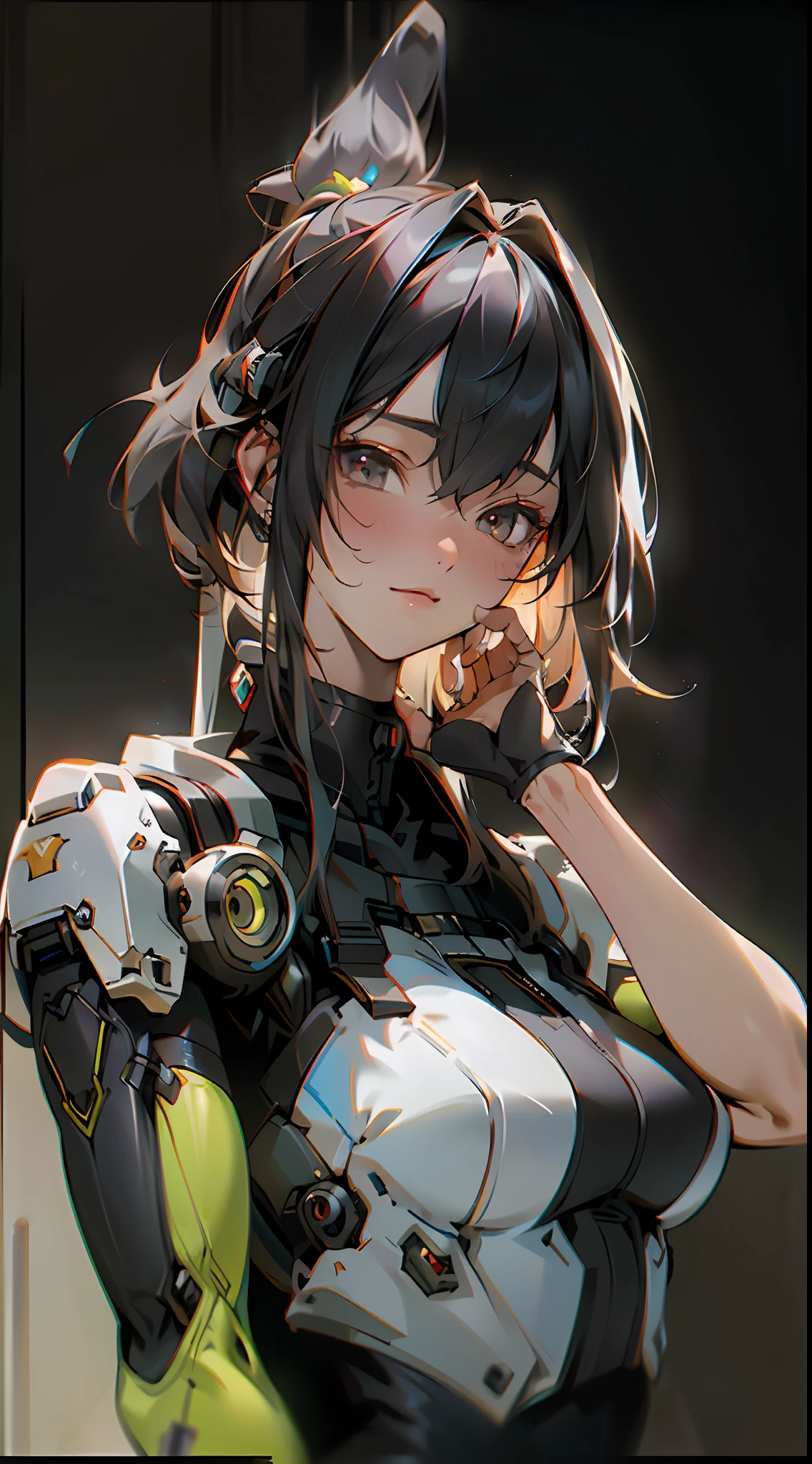 ((Best quality)), ((masterpiece)), (detailed:1.4), 3D, an image of a beautiful cyberpunk female,HDR (High Dynamic Range),Ray Tracing,NVIDIA RTX,Super-Resolution,Unreal 5,Subsurface scattering,PBR Texturing,Post-processing,Anisotropic Filtering,Depth-of-field,Maximum clarity and sharpness,Multi-layered textures,Albedo and Specular maps,Surface shading,Accurate simulation of light-material interaction,Perfect proportions,Octane Render,Two-tone lighting,Wide aperture,Low ISO,White balance,Rule of thirds,8K RAW,