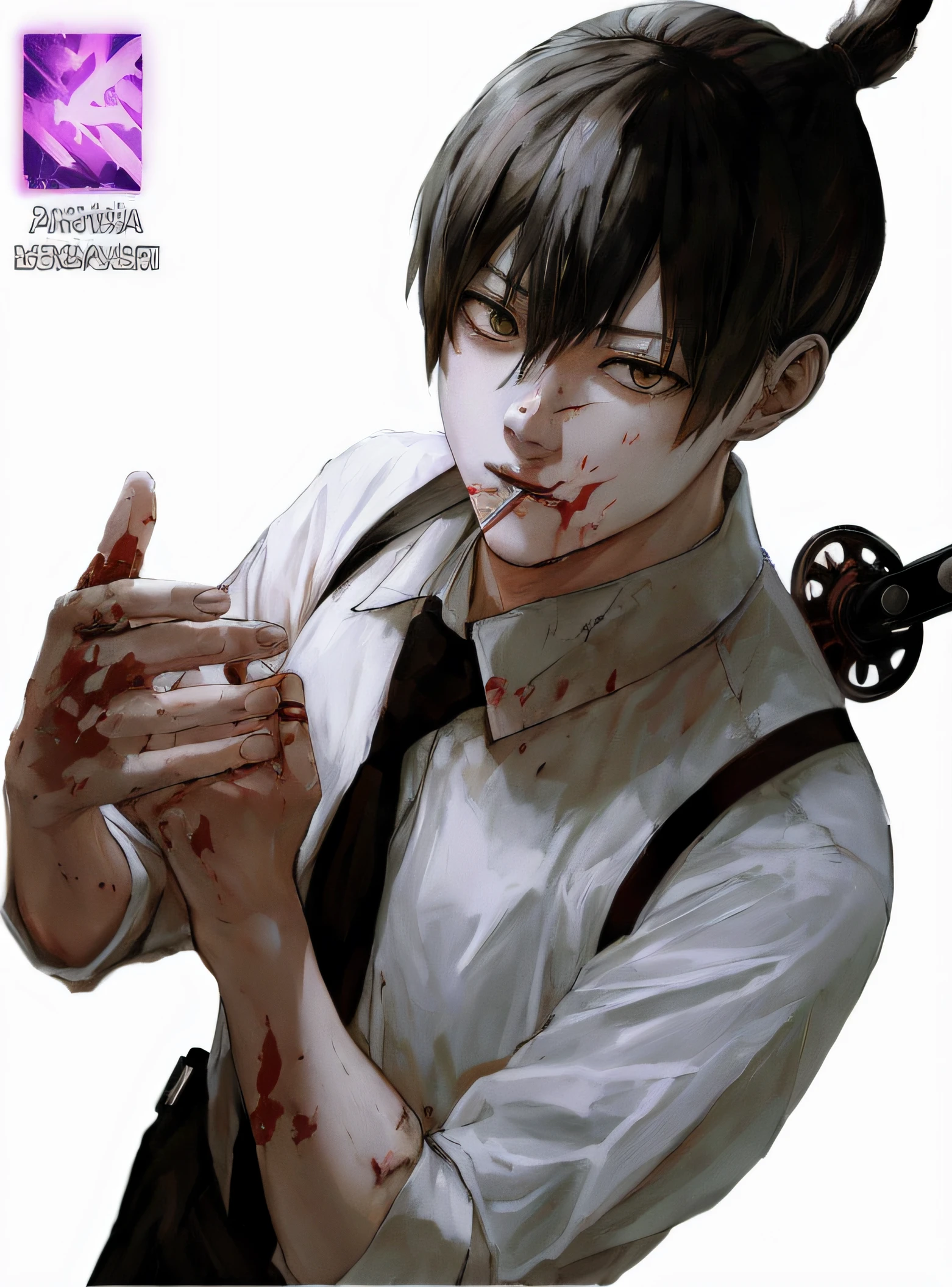 (obra-prima) aki hayakawa, chainsaw man, (melhor qualidade), semi realista, olhos detalhados
