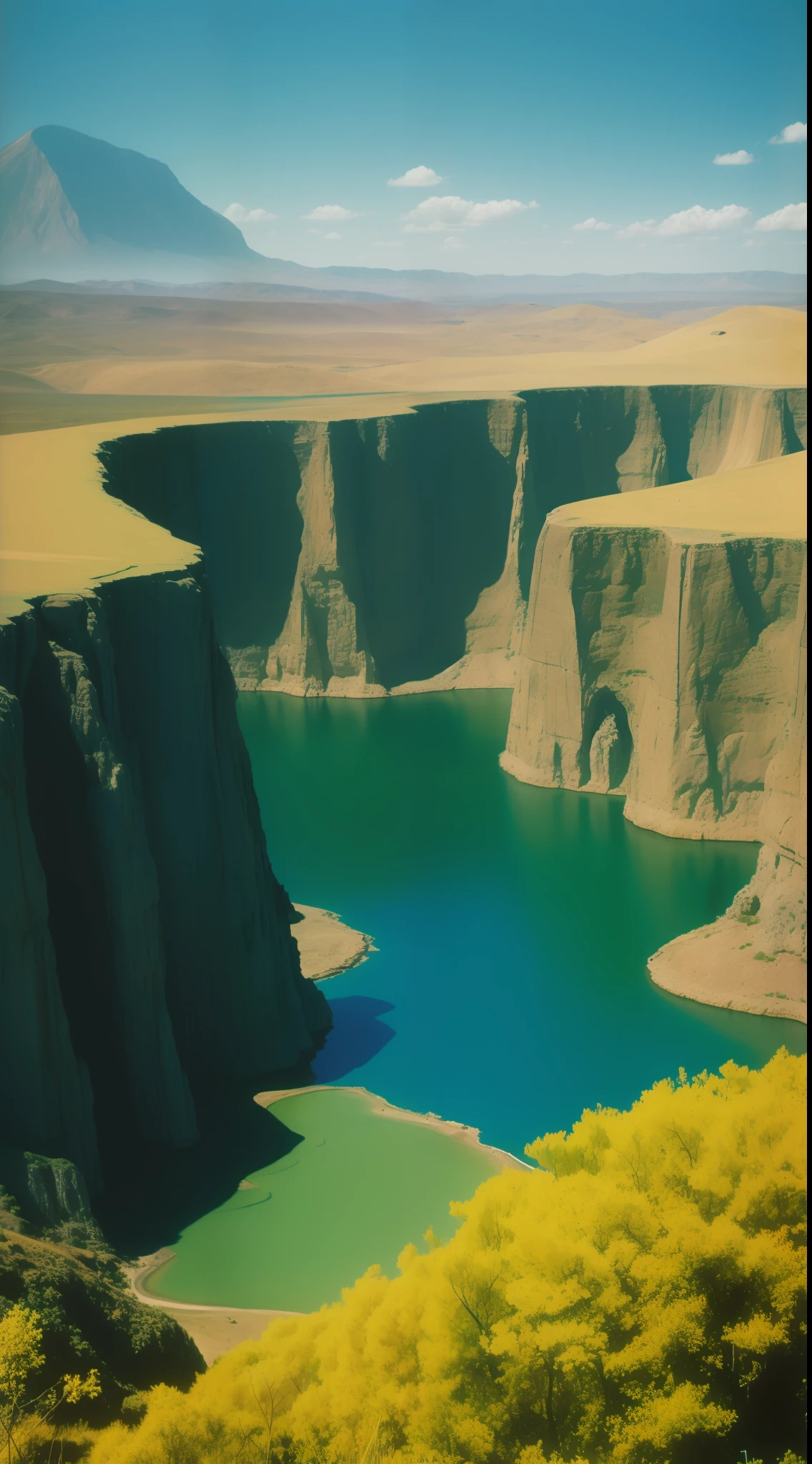 paisagem,, Recortes de revistas dos anos 50, Surrealismo, Futuro Vintage, scientific fiction, cores fortes, foto do filme, Grain, 35 mm