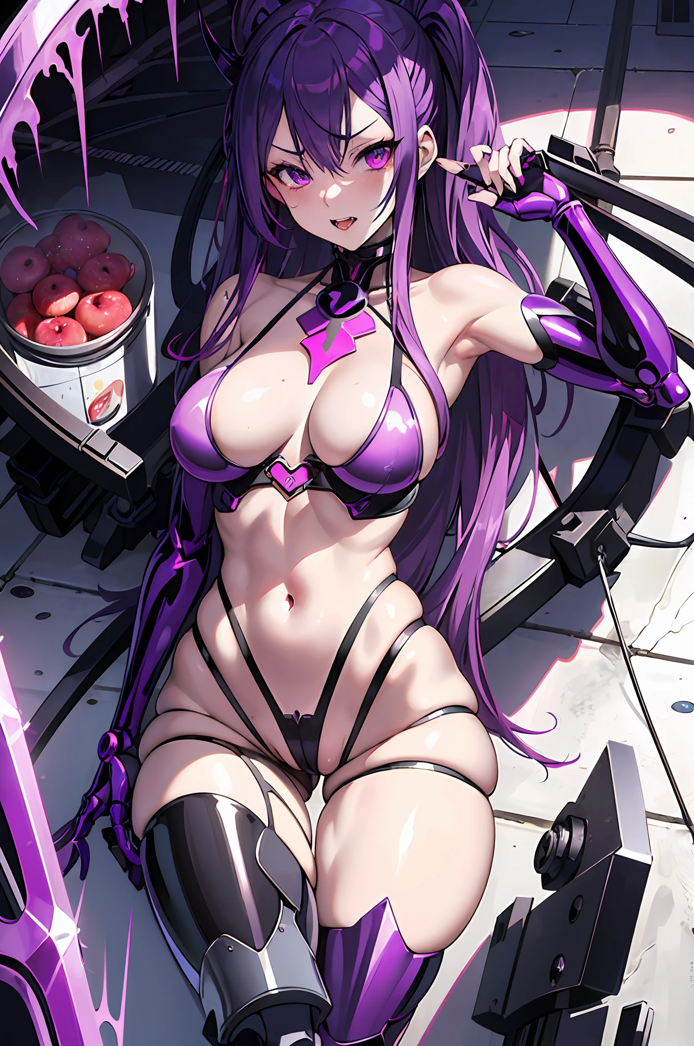 anime girl with purple hair and black latex posing naked, shalltear from overlord, juri misaki, extremely detailed artgerm, oppai cyberpunk, biomechanical oppai, widowmaker, seductive anime girl, artgerm colorful!!!, range murata and artgerm, commission for high res, style artgerg