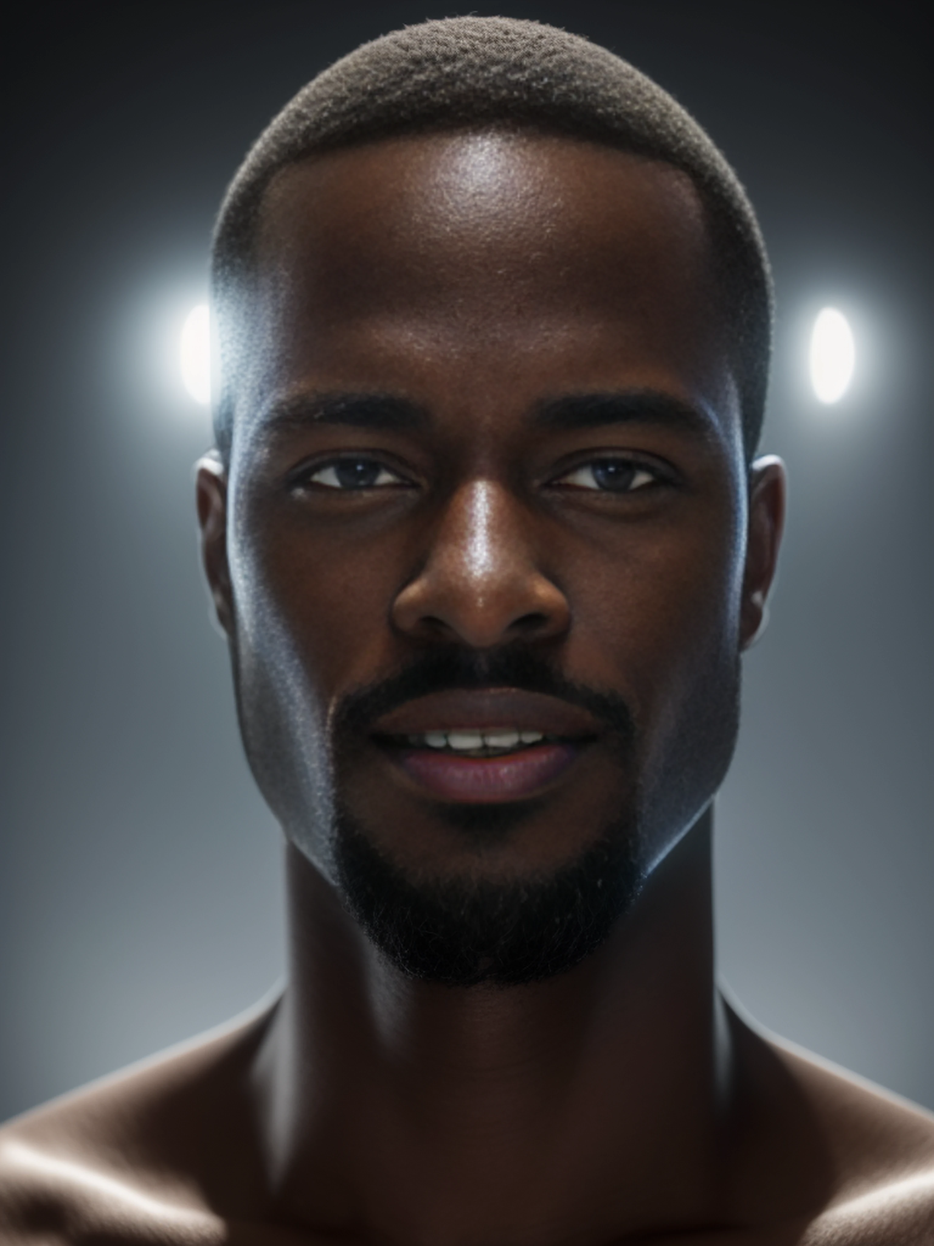 master part,best quality,Papel de parede 8K,(Realistic:1.3),fotorrealista, octan render,(hiper-realista:1.2),
ultra-detalhado, best ilumination,Melhor sombra, rosto de um homem negro sorrindo, sem fundo, fundo liso