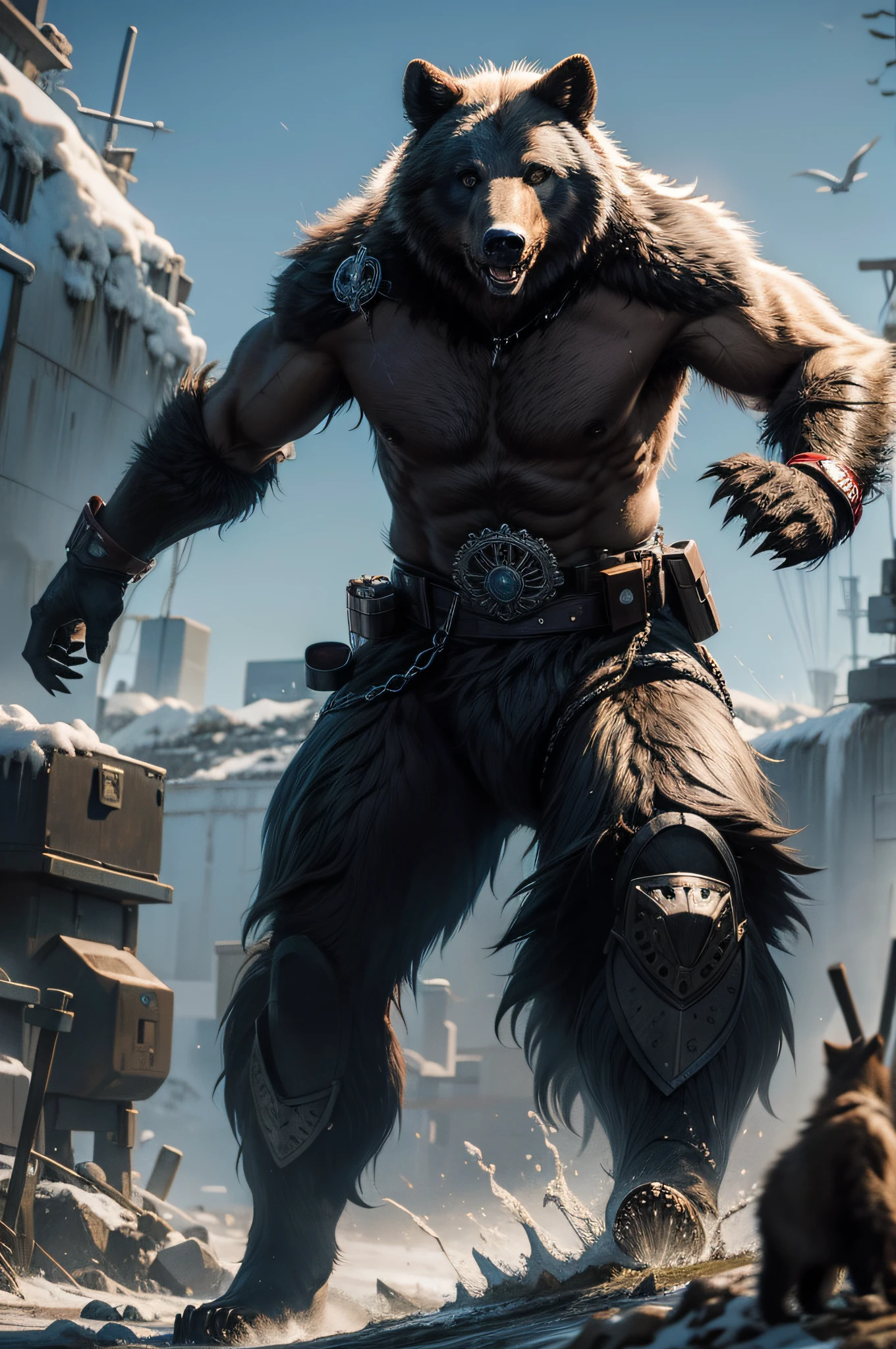 Wolf warriors fighting Bear warrior