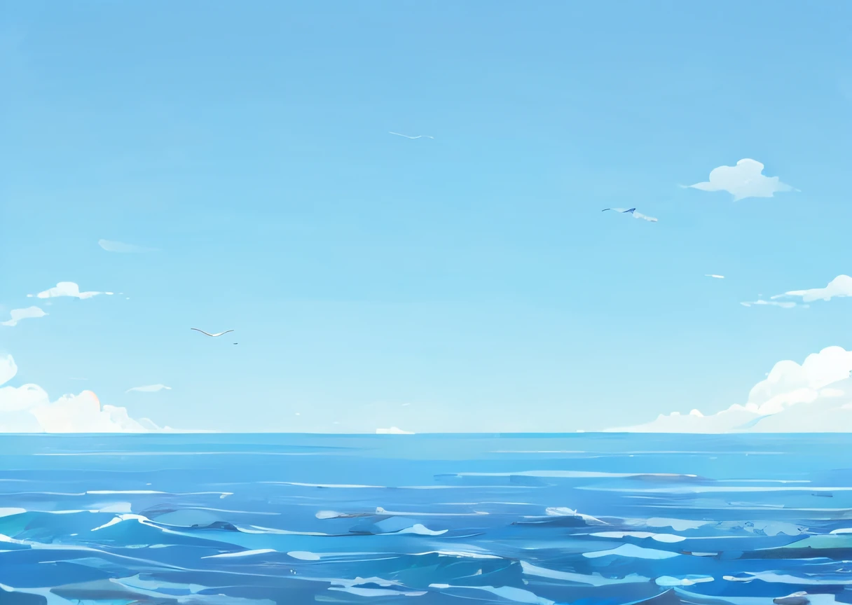 There is a cartoon of a boat on the ocean with a sky background, fundo do oceano, fundo do mar, Background of the sky and the ocean, oceano ao fundo, sketch of an ocean in ms paint, calm ocean landscape, oceano realista, oceano calmo, Fundo selvagem do oceano, O oceano ao fundo, mar detalhado, Voando sobre o oceano, mar ao fundo, Mar Calmo