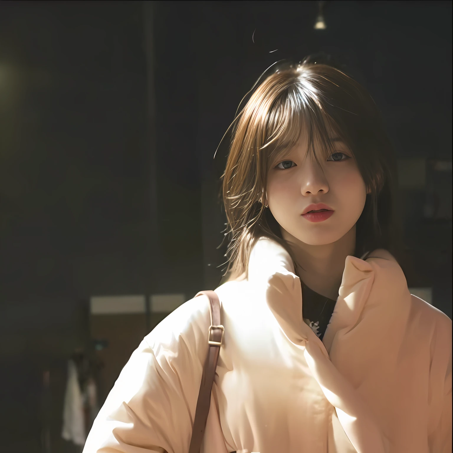 Araki woman in white jacket and brown bag standing in the dark, bae suzy, chiho, song hye - kyo, Choi Hyun-hwa, personal profile picture, Profile picture, iu lee ji-eun as a super villain, Shin Jinying, xintong chen, Yoshitomo Nara, inspired by Ma Yuanyu